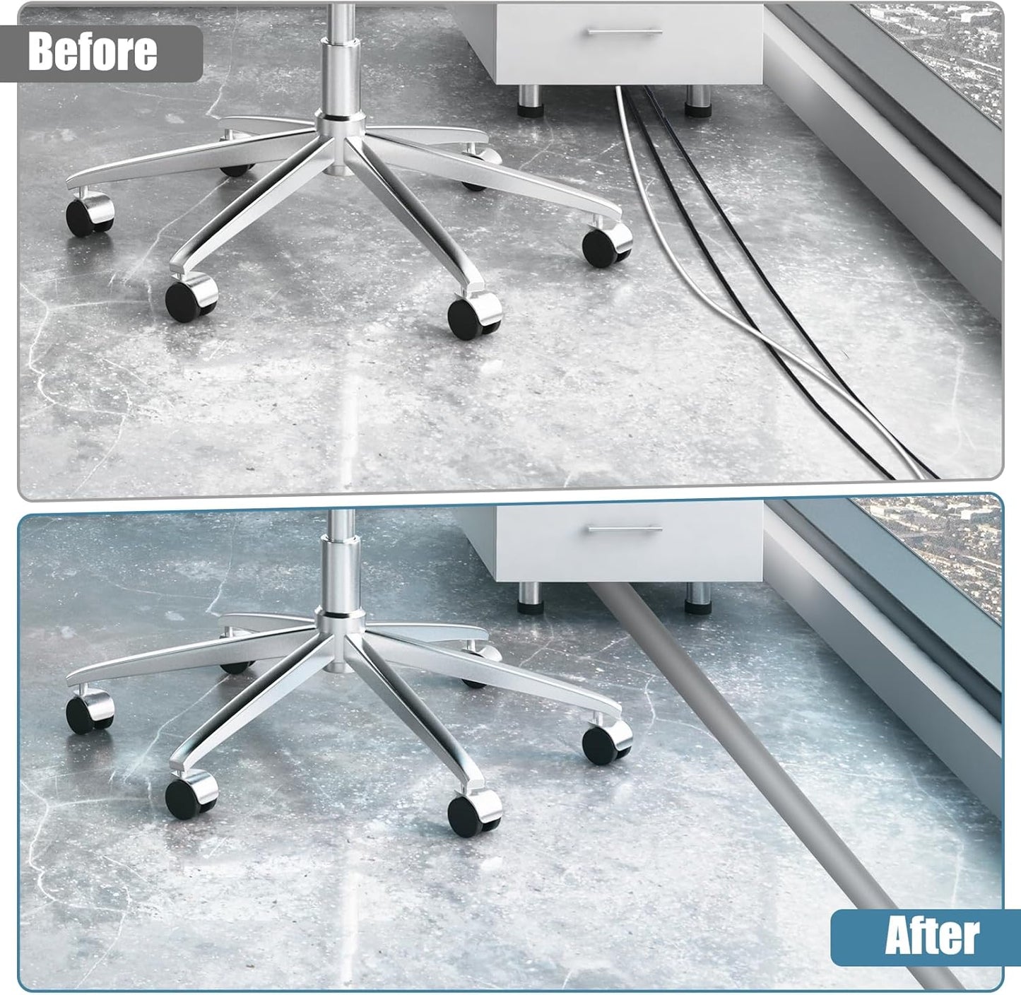 Floor Cord Covers for Wires 3.3FT Cable Hider Wire Coverr Self Adhesive Cord Hider Floor for Offices, Homes, Workshops, Warehouses Cable Cavity 0.3" W x 0.3" H