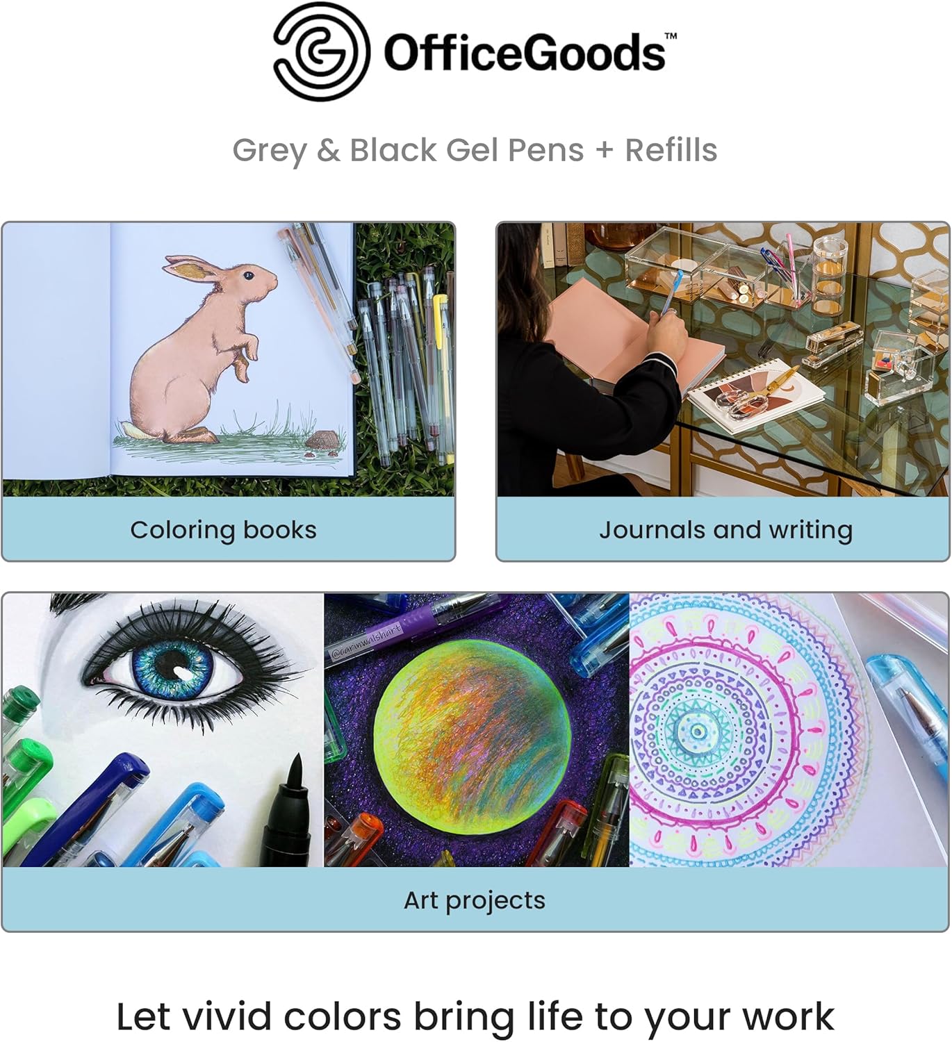 OfficeGoods Brown Earth Gel Pens with Refills – Adult Coloring Journaling Art – Medium 0.8-1.0mm Tips – Non-Toxic Gel Pens Set – Quick Dry Smudge-Free 24 Pack Colors