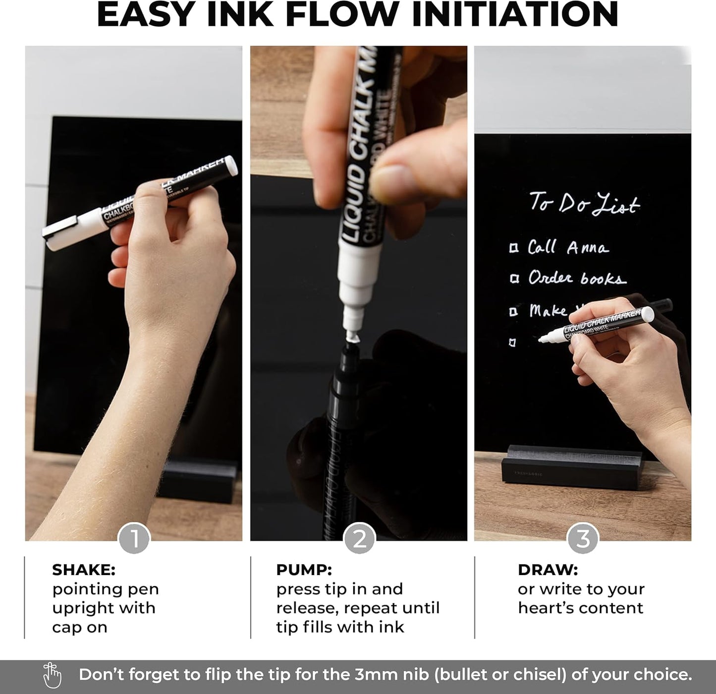 Liquid Chalk Markers - 4 White Fine Tip Chalk Pens, Erasable, Non-Toxic, Water-Based, Kids & Adults - White Chalk Markers for Blackboard, Glass, Chalkboard Paint for Businesses, Restaurants