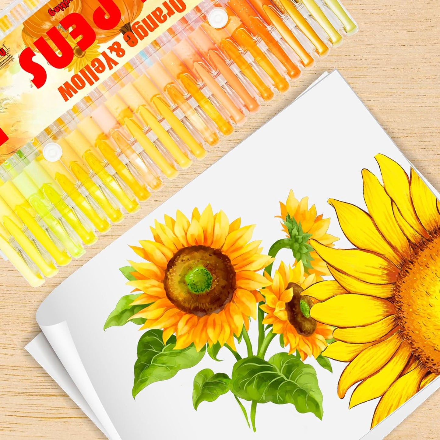 90 Pack Yellow Orange Tone Gel Pens, 30 Yellow Orange Gel Pens with 60 Refills,40% More Ink Colored Gel Pens for Adults Coloring Books Drawing Doodling Scrapbook Journaling