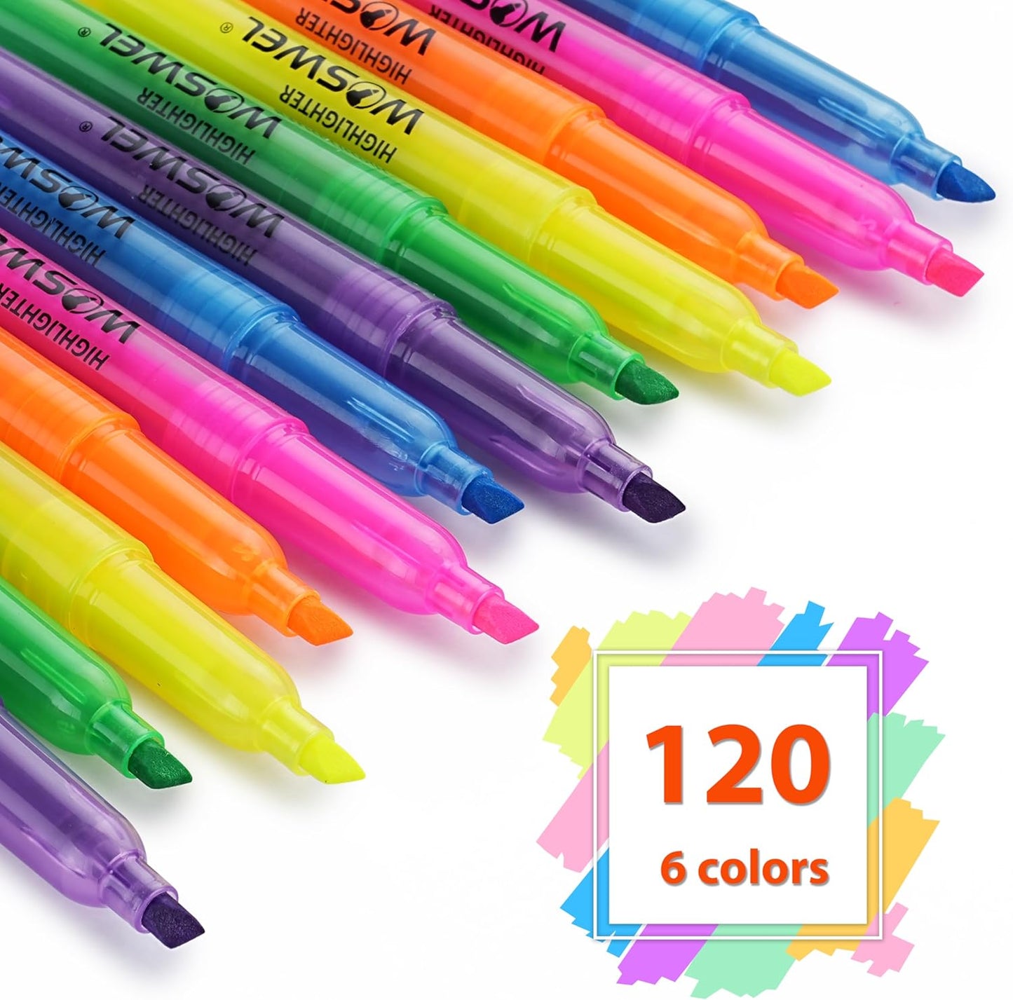 Highlighters Bulk, 120 Pack 6 Assorted Colors No Bleed Chisel Tip Highlighter Markers for Teacher Students, Classroom Must Have, School Office Supplies for Adult Kids
