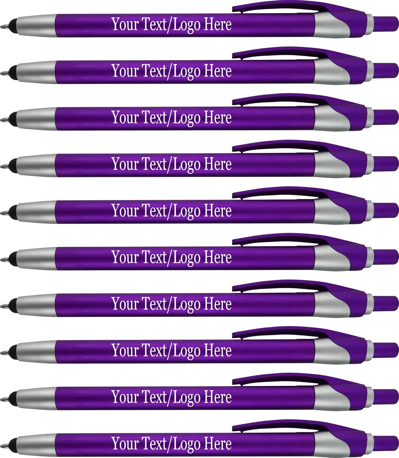 Personalized With your Custom Logo or Text Pens-Pack of 450- for Marketing, Parties, and Events, 2 in 1 Capacitive Stylus & Ballpoint Pen Compatible With Touchscreen Devices, Blue Ink,Purple Pens