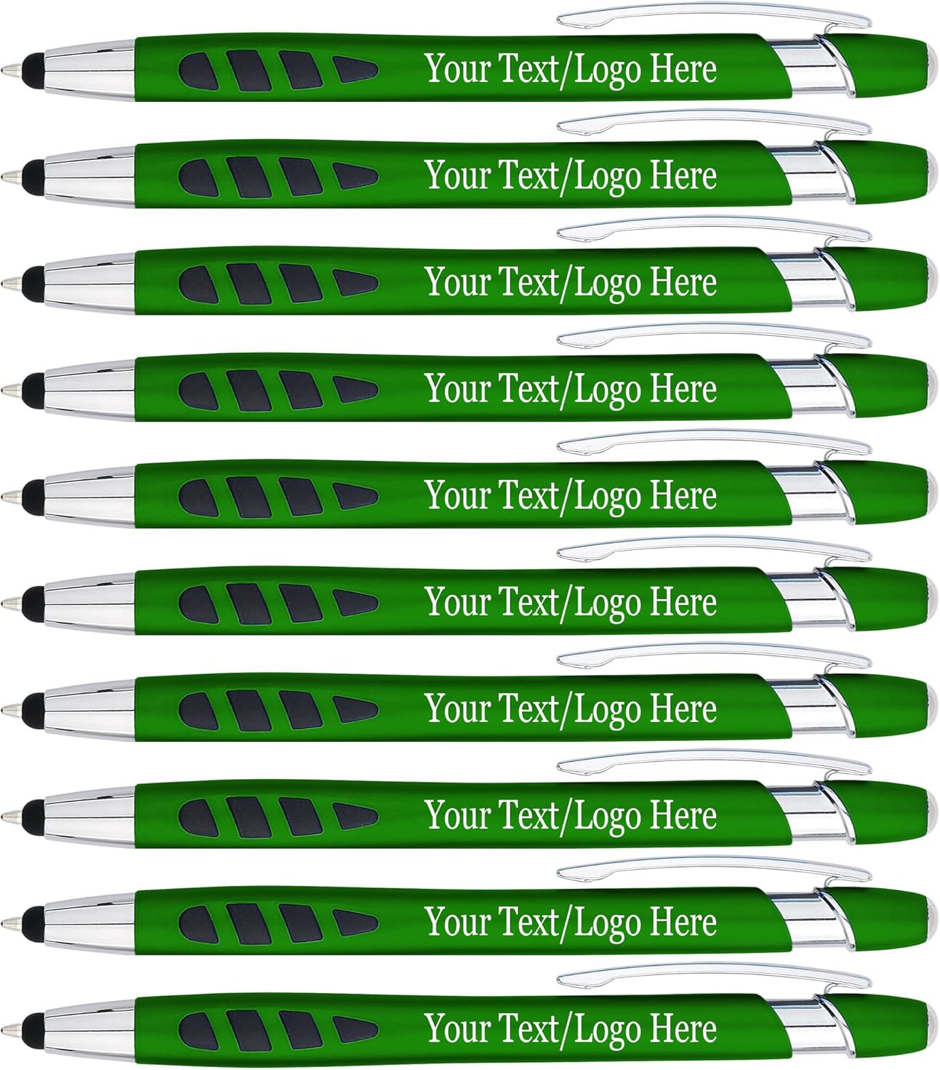 Personalized with Your Custom Logo or Text Pens-300 Pack Bulk-for Businesses, Parties, and Events, 2 in 1 Capacitive Stylus & Ballpoint Pen Compatible with Most Touchscreen Devices, Green