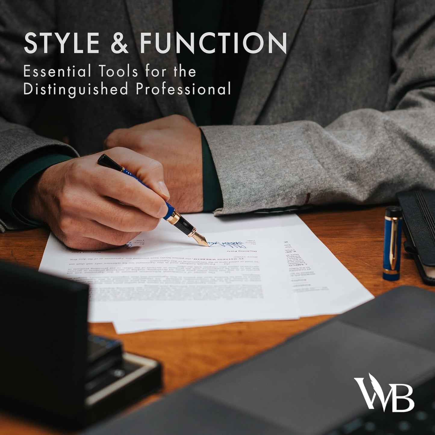 Wordsworth & Black Primori Fountain Pen Set [Blue Gold]; Extra Fine Nib, Gift Case, 24 Ink Cartridges, Refill Converter, Manual; Journaling, Calligraphy, Smooth Writing Pens; Left and Right Handed