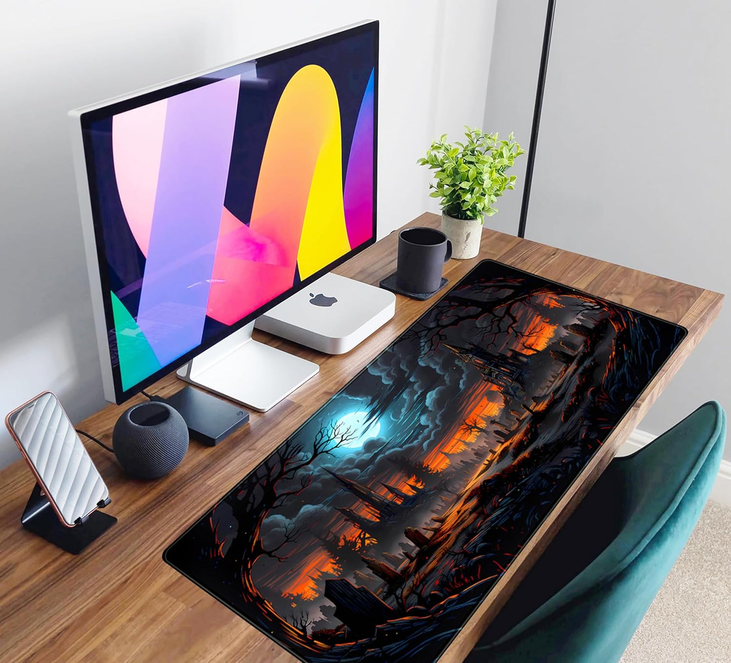 Dark Fantasy Castle Desk Pad Extended Gaming Mouse Pad, XXL Large Computer Laptop Keyboard Wireless Mouse Mat, Office Desk Decor Mousepad Deskmat with Stitched Edges Matt 31.5x15.7 in