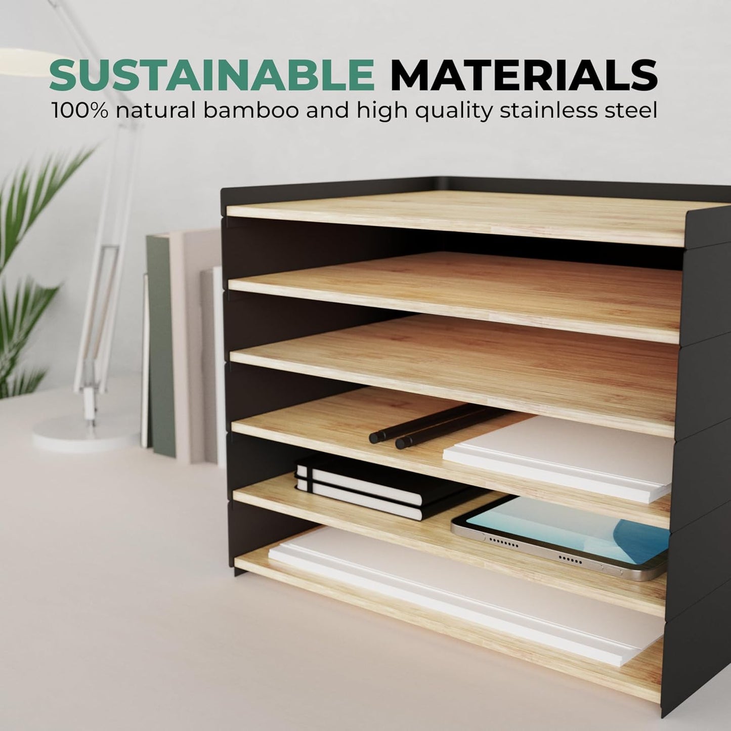 DesktopOrganizer-1drawer Prosumer's Choice Desk Paper Organizer Tray Wood - Ideal Solution and Size for Clean Desktop Setup - Suitable Desktop Organizer, Dimensions: 1.6 'H',12.5 'L',8.8'W'