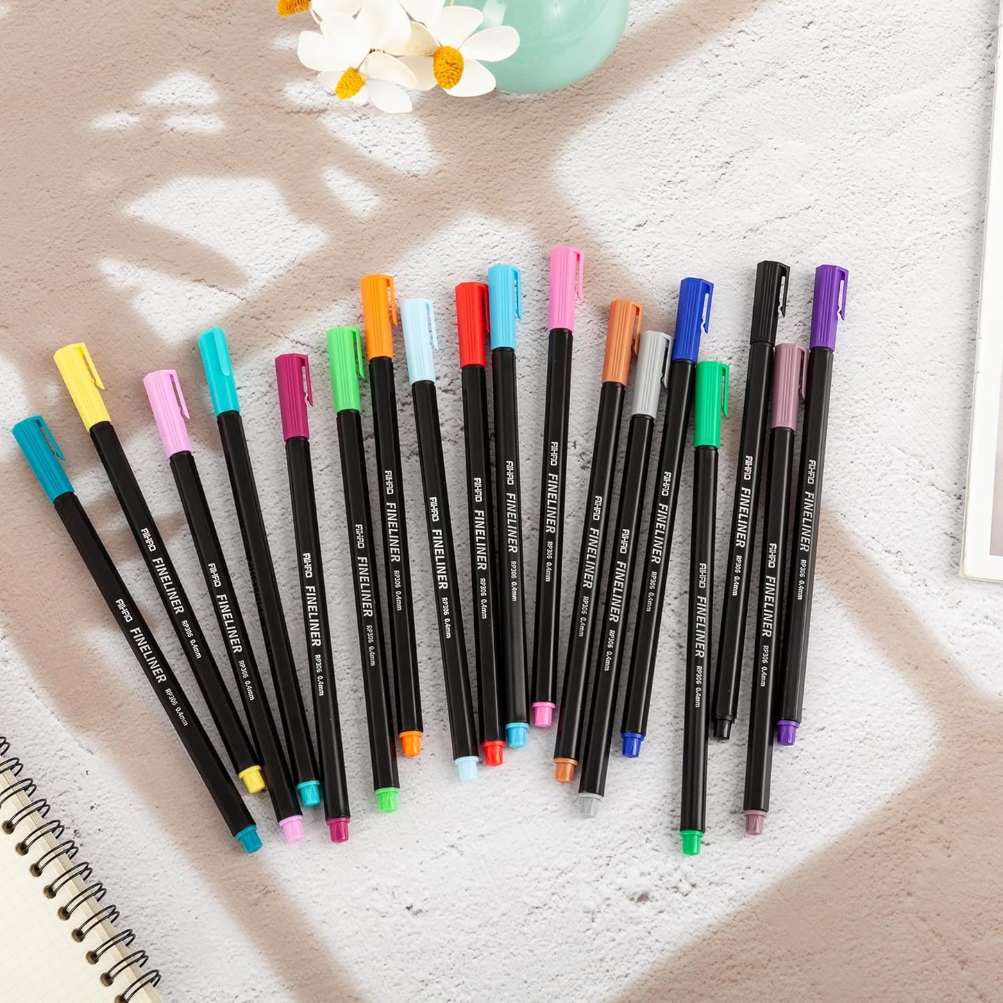 AIHAO Fineliner Pen, Color Pens for Drawing, Calendar, Coloring, Writing, Note Taking, Journaling,18ct Colors Fine Line Porous Fine Point Markers, School Office Teacher Art Supplies