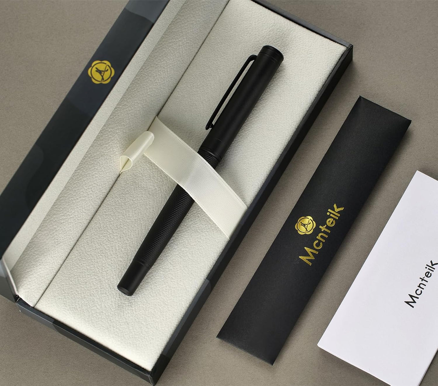 Matte Black Forest Rollerball Pen, Luxury Pen with Schmidt Black Ink Refill, Fancy Pen Gift Set for Men & Women, Business Signature, Executive, Office, Nice Fancy Designer Pens