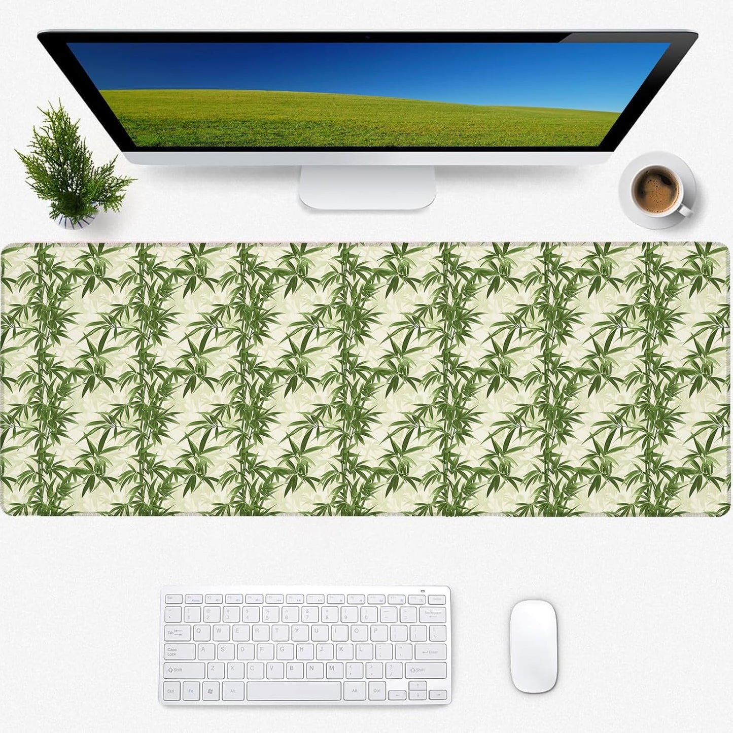 Bamboo Gaming Mouse Pad, Desk Mat, Non-Slip Rubber Base Cool Aesthetic MousePads for Computer Laptop Keyboard Office School Home Desktop Accessories Decor 31.5" x 11.8"