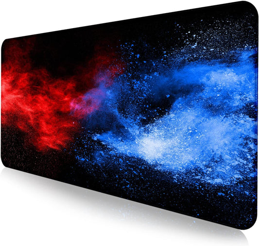 Large Extended Gaming Mouse Pad with Stitched Edges, Non-Slip Waterproof Rubber Base Mouse Pad for Office, Computer, Keyboard, Laptop and Home Desk Pad 35.4 x 15.7 x 0.12 Inch (Colorful Starry Sky)