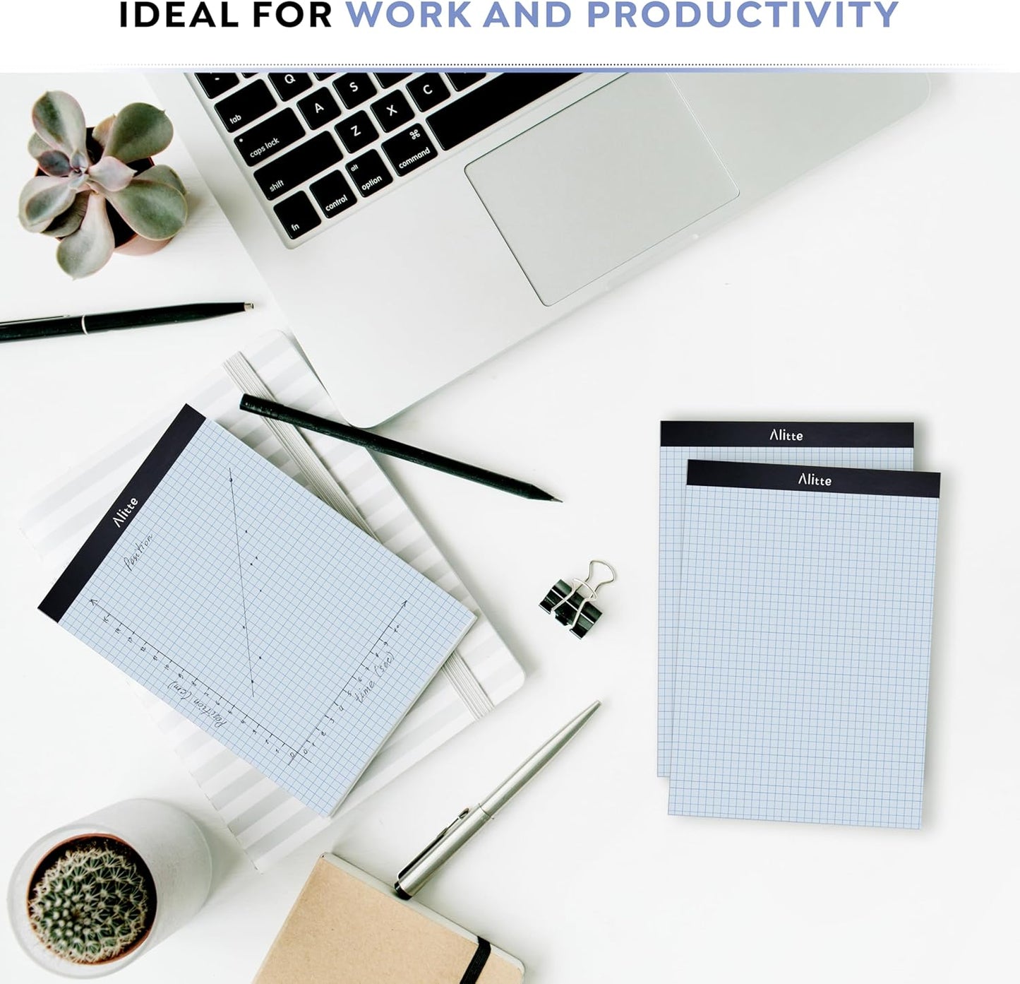 Graph Paper Pad, Pack of 12, White Letter Size - 4x4 Quad Grid Paper, Easy-Tear Perforations, 8.5 x 11 Cardboard Backing - Graph Notepads for School, Office -50 Sheets per Pad