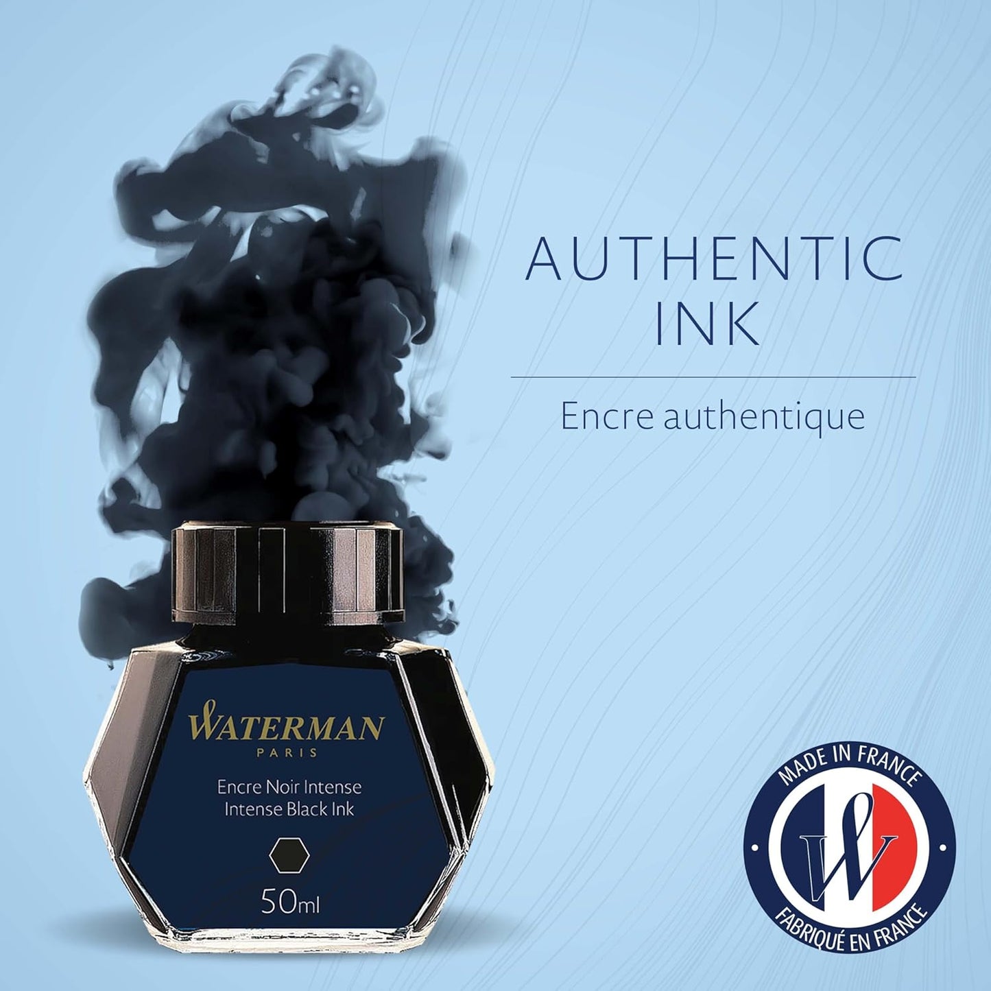 Waterman Fountain Pen Ink, Intense Black, 50ml Bottle, For Refillable Fountain Pens