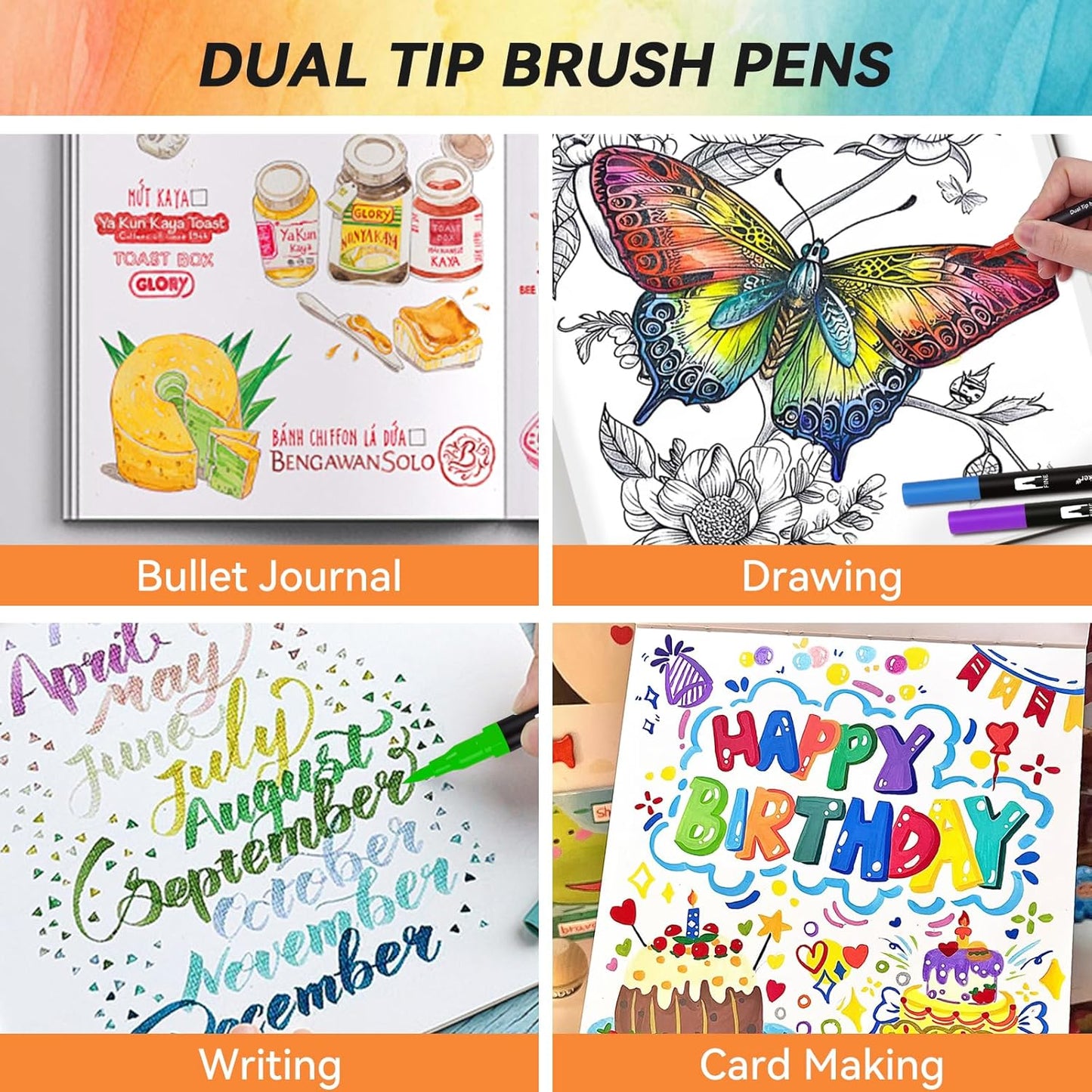 Dual Markers Brush Pens for Adult Kids Coloring Books, 168 Colors Art Marker Set with Fine & Brush Tip Pen for Bullet Journaling, Coloring, Drawing, Hand Lettering, Calligraphy, Art Supplies