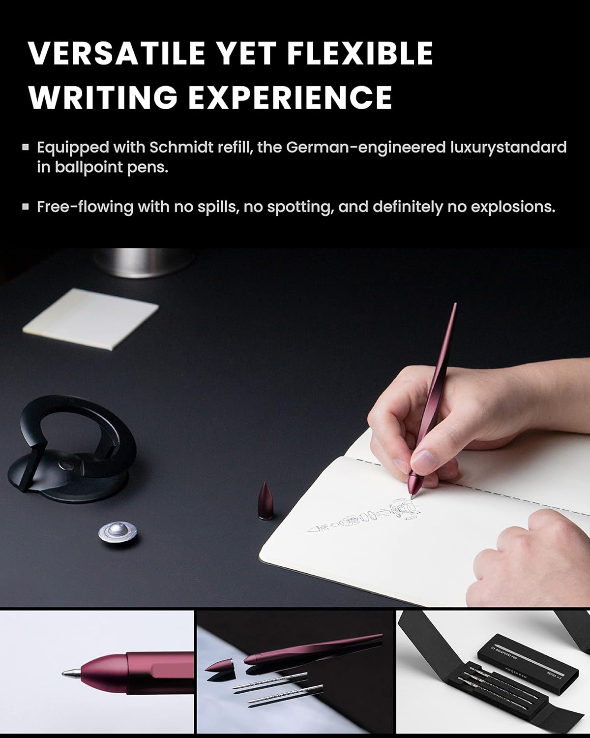 novium Hoverpen Interstellar - Unisex Ballpoint Pen, Mars Magma, 23.5 Degree Angle, Premium Design, Smooth Writing, No Spills