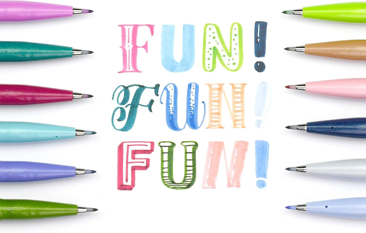 Pentel Arts Sign Pen Brush Tip, assorted 4 Pastel Colors, 6-Pk (SES15C2BP6M1)