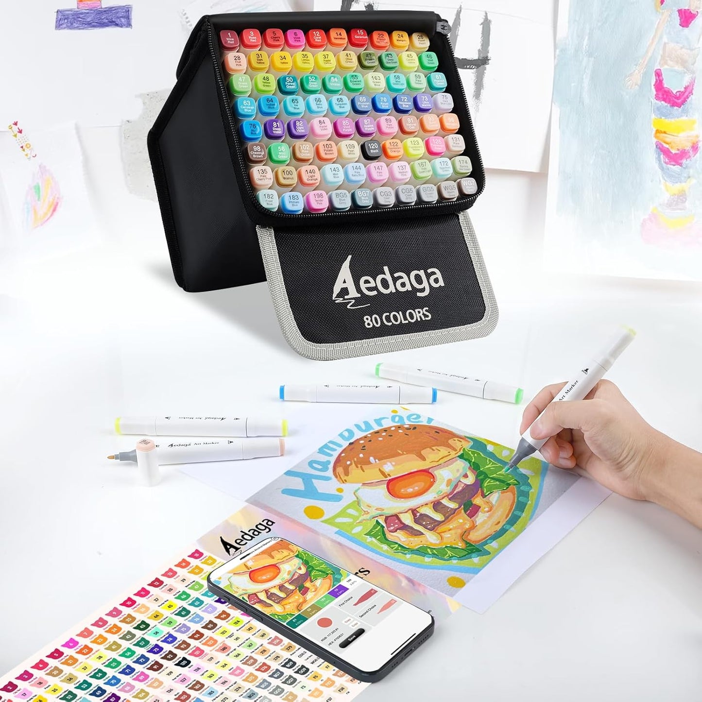 YHC 80 Colors Alcohol Markers for Artists, Free APP for Coloring, Dual Tips Alcohol-Based Markers for Drawing,Painting and Sketching, Great Gift Idea for Kids and Adults