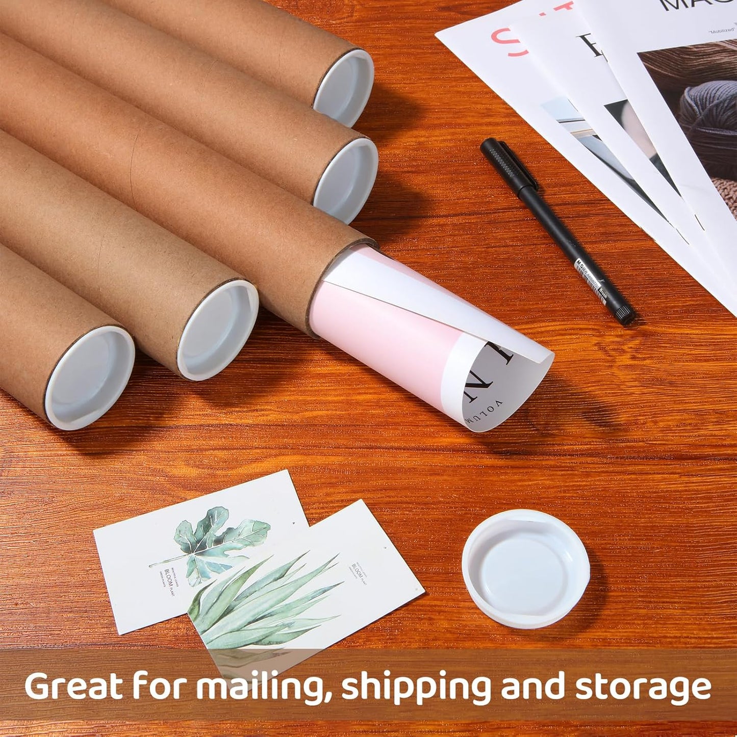 12PCS 2x16-Inch Mailing Tubes with Caps, Cardboard Shipping Tubes,Kraft Paper Tube Mailers for Shipping, Packing, Art Prints, Maps, Blueprint