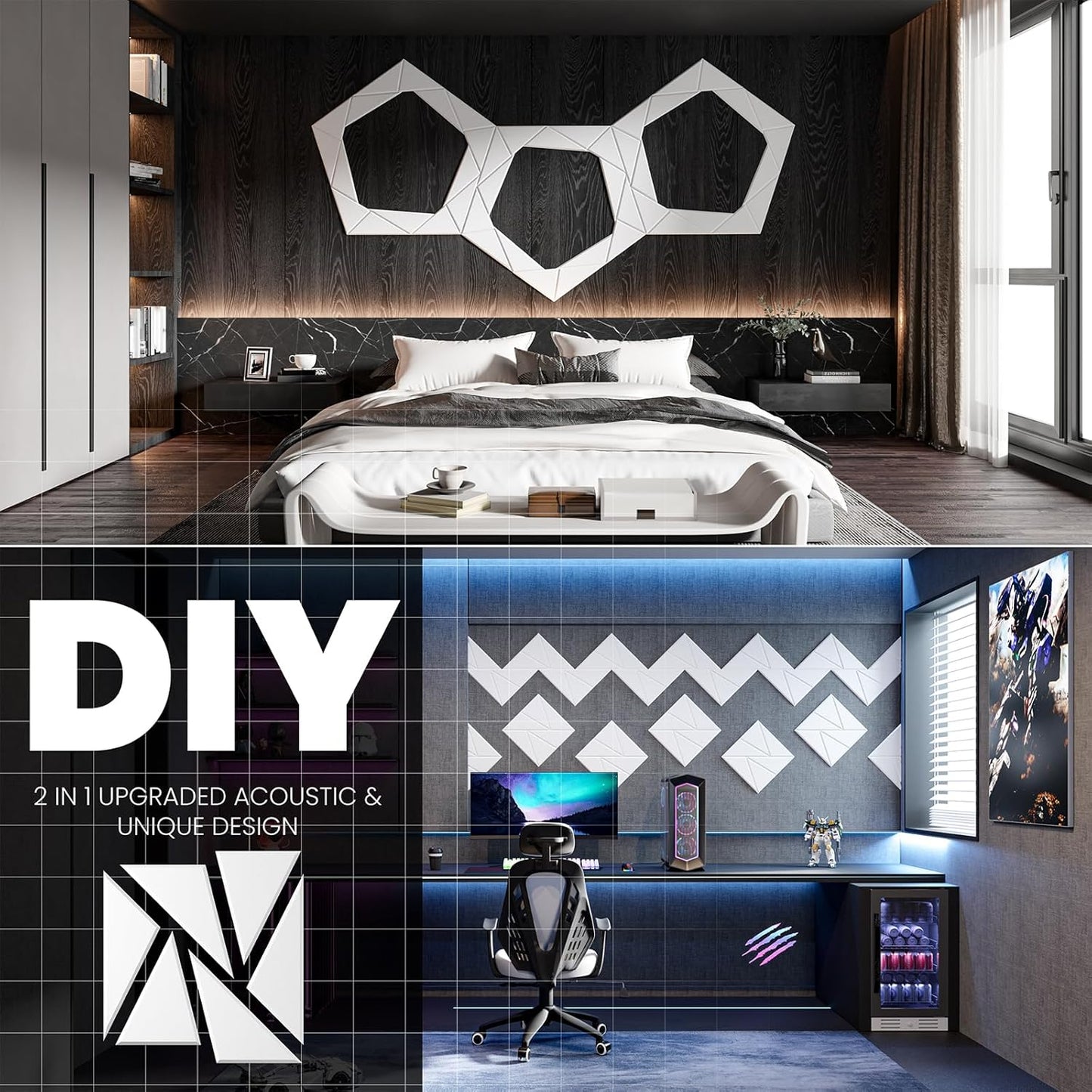 12 pack Acoustic Panels With Self-Adhesive, 12"X 12"X 0.4"Sound Proof Foam Panels, Sound Panels High Density, Soundproof Wall Panels for Home Studio Office-White