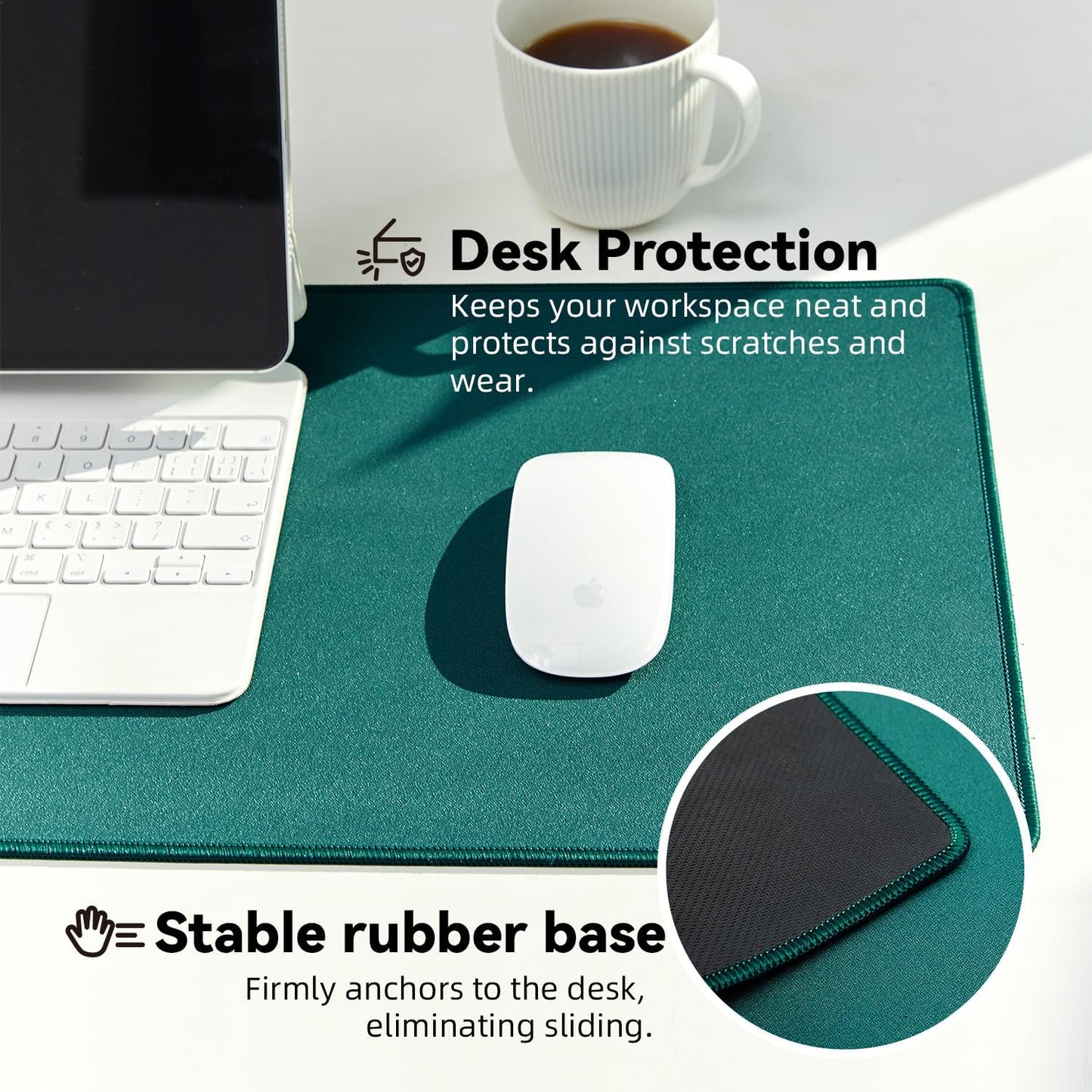 Waterproof Large Gaming Mouse Pad with Durable Stitched Edges, Non-Slip Rubber Base, Grainy Jacquard Mouse Mat Desk Pad for Home Office Gaming, 15.74"x35.43"x0.12", Green