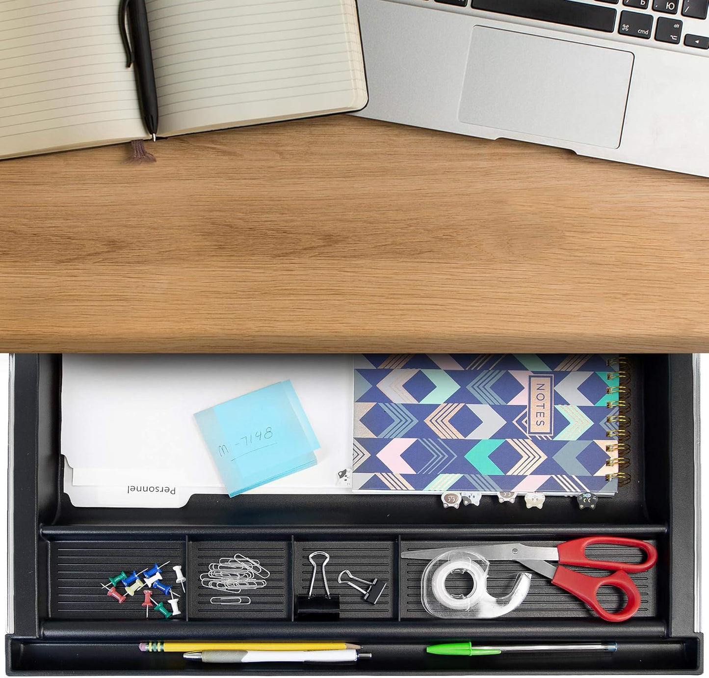 MOUNT-IT! Large Under Desk Pencil Drawer | 21.25” Width | Ball Bearing Slides Out Tray Organizer for Paper, Pencil, and Office Accessories (BLACK)