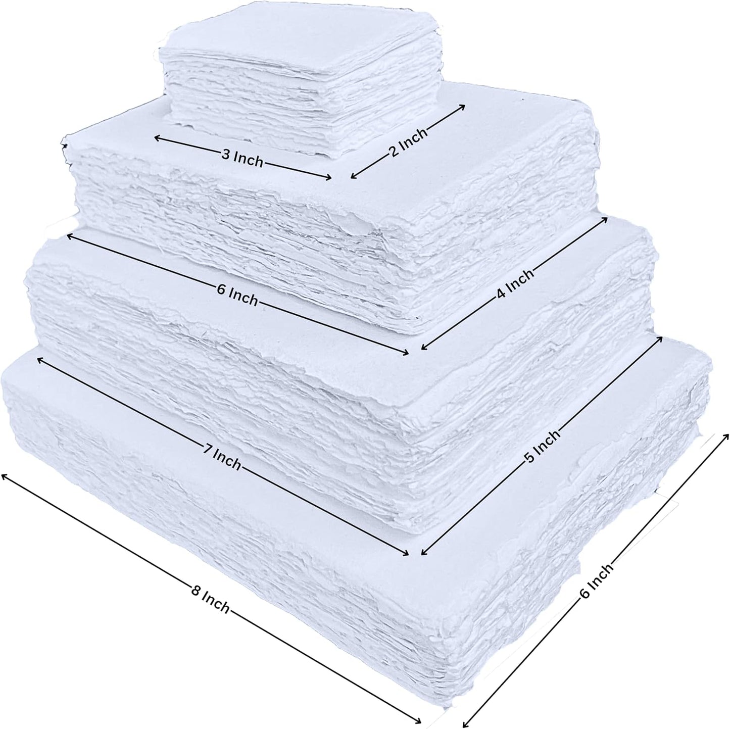 Handmade White Deckle Edge Blank Paper - 4x6 Inch Package of 50 - Mixed Media Loose Leaf Paper for Postcards, Invitations, Crafts and Announcements - Thick 150 GSM