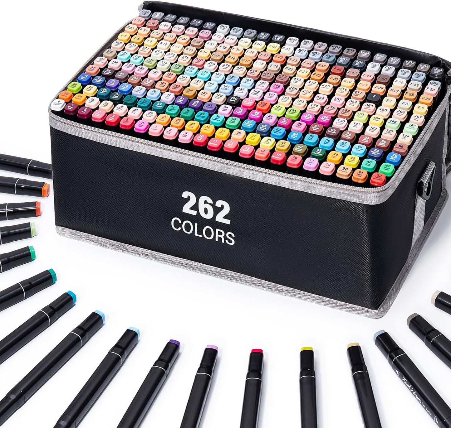 262 Colors Alcohol Markers - Dual Tip Permanent Art Markers Set for Coloring Drawing Painting, Fine and Chisel Tip Alcohol Based Pens with Carrying Case for Adult Artists