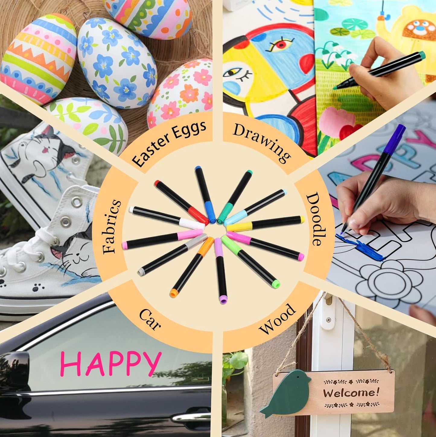 12-Color Markers for Doodle Glow，Neon Dry Erase Markers for Led Drawing Board, Non-Toxic Erasable Chalk Marker for Clear Acrylic Calendar, Mirror, Window, First Day Of School Sign