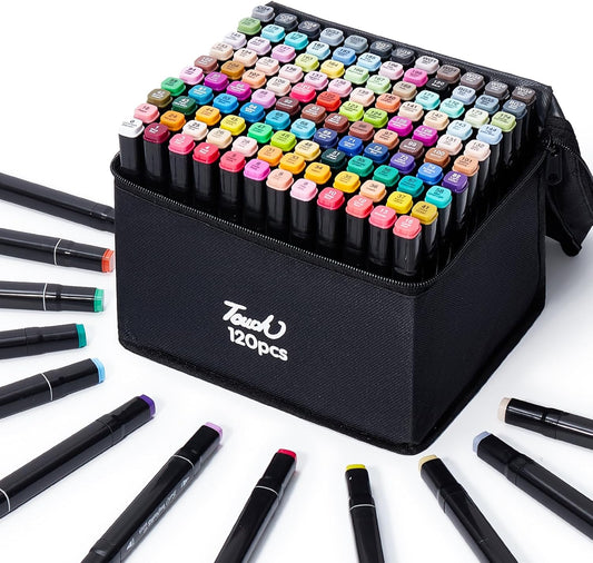120 Colors Alcohol Markers - Dual Tip Permanent Art Markers Set for Coloring Drawing Painting, Fine and Chisel Tip Alcohol Based Pens with Organizing Case for Adult Artists