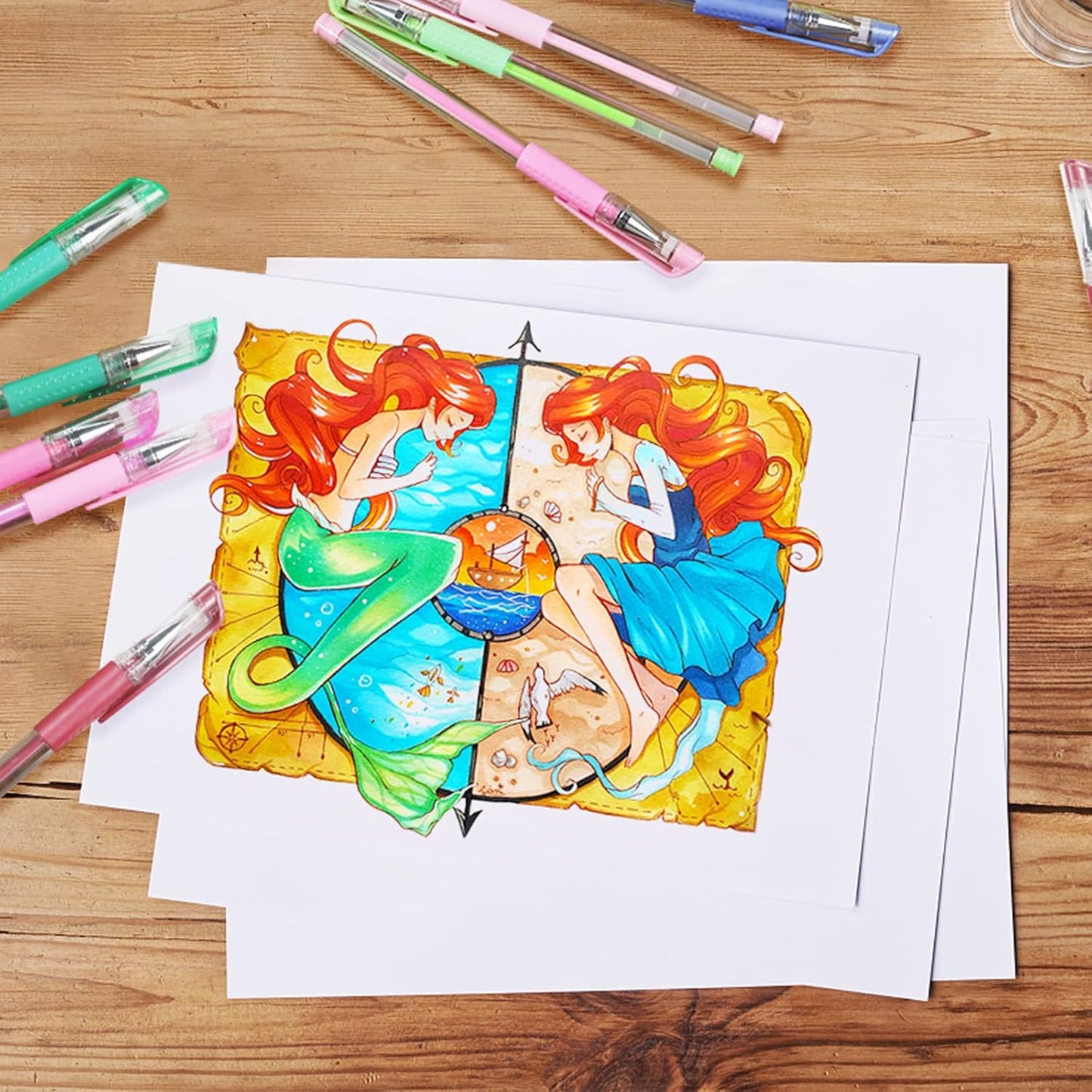 Gel Pens for Adult Coloring Book, 312 Pack Artist Colored Pens with 40% More Ink, Glitter Gel Pens with Case and Coloring Book, Perfect Art Supplies for Adults Kids for Coloring