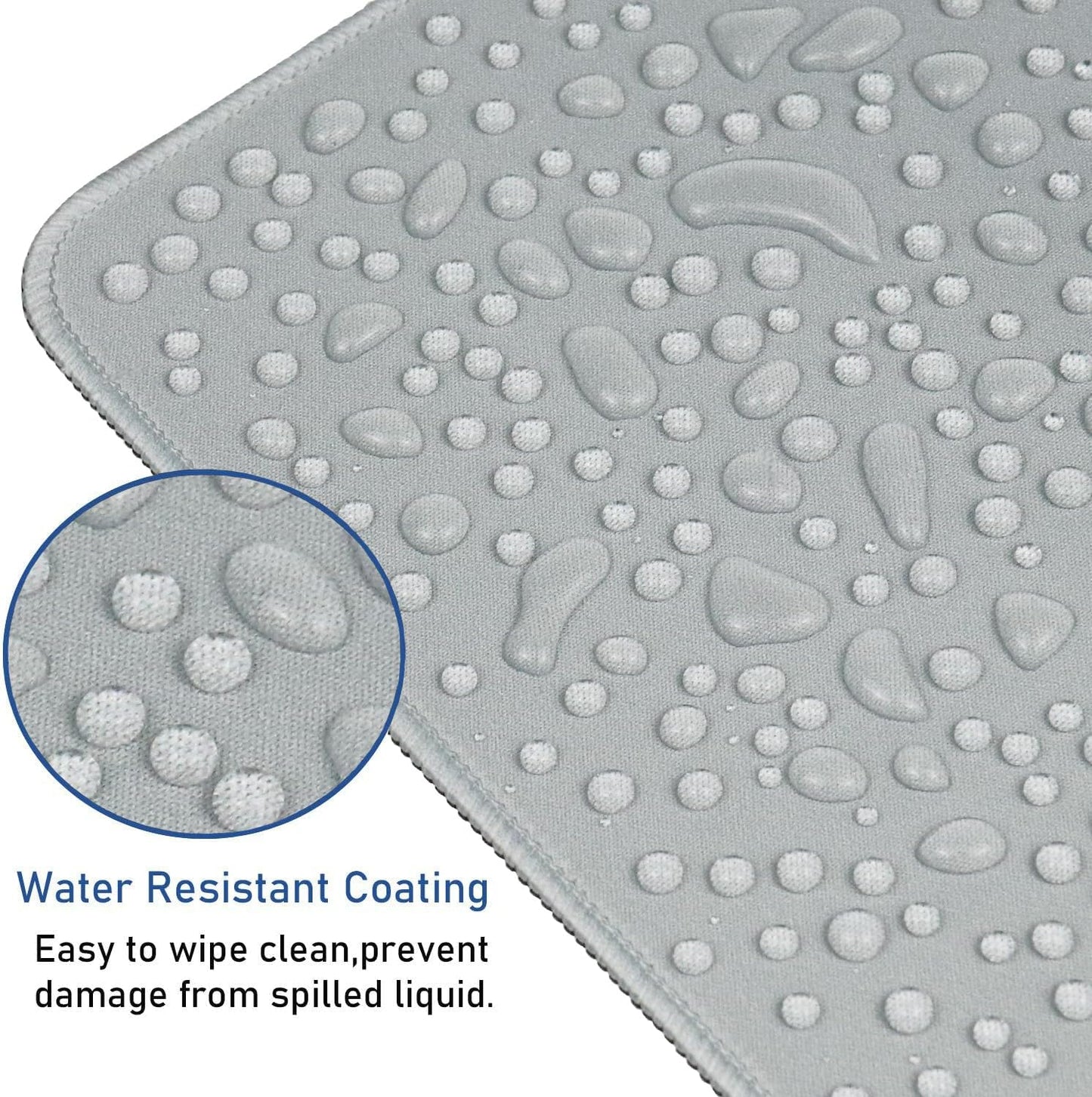 Large Gaming Mouse Pad with Stitched Edges, Durable Non-Slip Natural Rubber Base, Waterproof Computer Keyboard Pad Mat for Esports Pros/Gamer/Desktop/Office/Home - Grey