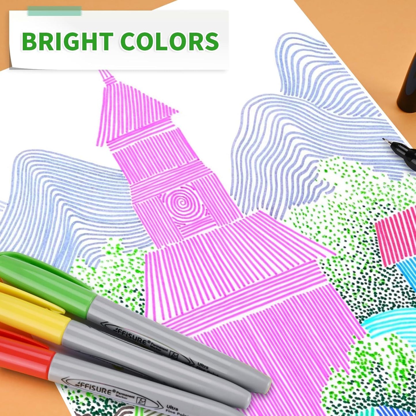 Permanent Markers, Ultra Fine Point Markers Set,12 Assorted Colors Work on Wood, Plastic, Paper, Metal, Stone, Glass for the Artist、Kids、Adult, 12 Count