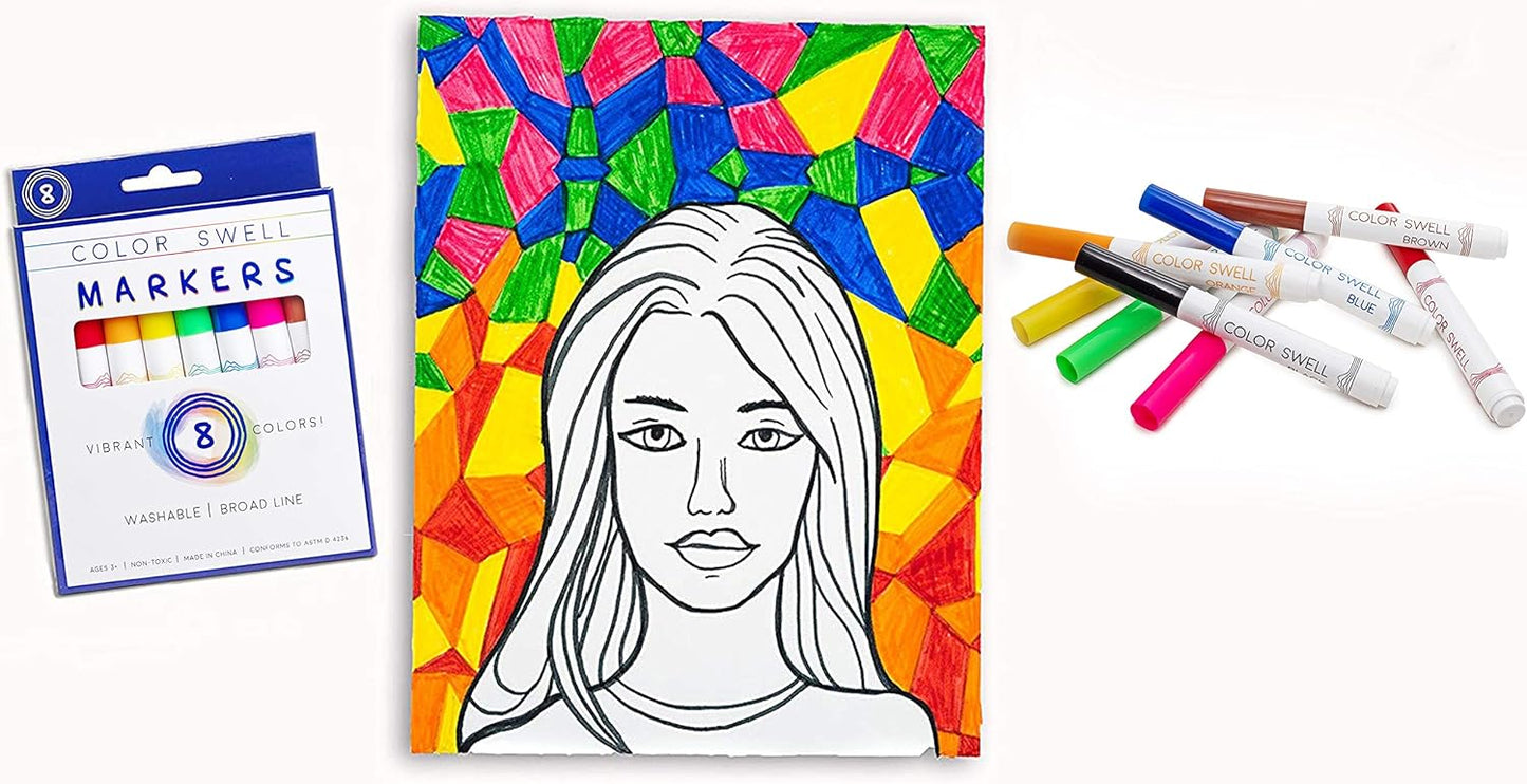 Color Swell Washable Markers 2 Pack of 8 Vibrant Colors Each for Teachers, Kids, Classrooms, Families, All Ages