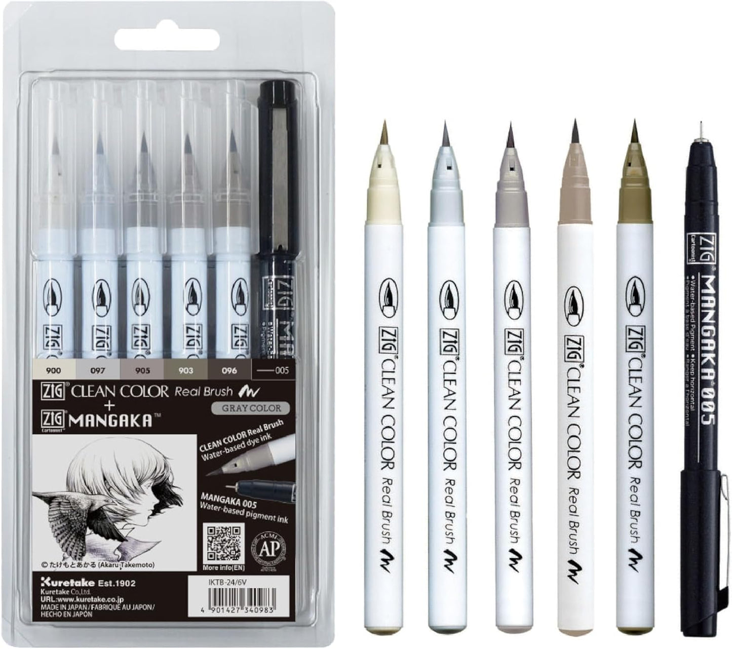 Kuretake Zig Inktober pen set, for Illustration, Manga Drawing, Lettering and Calligraphy, Professional Artist, Made in Japan (Special 24(6pcs.))