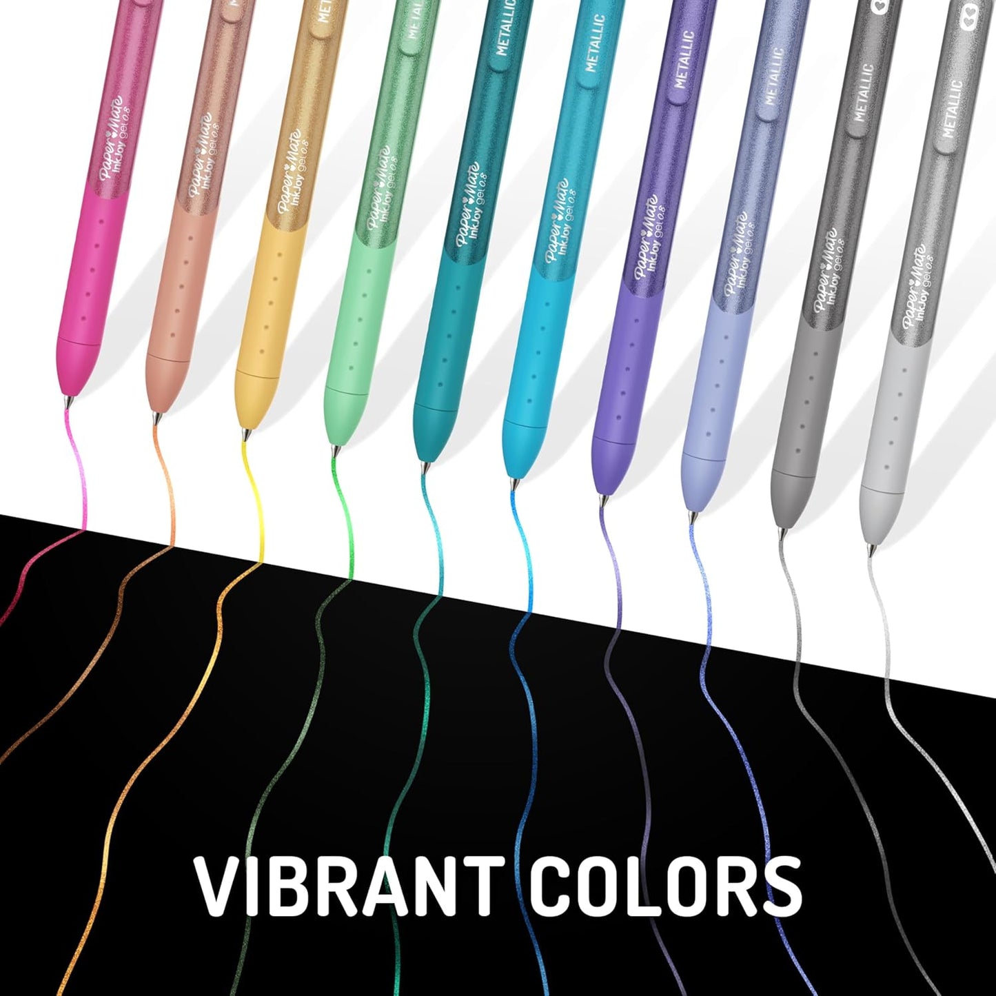 Paper Mate InkJoy Gel Pens, Metallic Pens, Retractable, Medium Point, (0.8mm) Assorted Colors, 6 Count