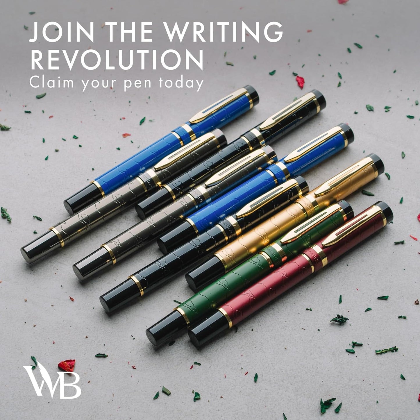 Wordsworth & Black Primori Fountain Pen Set [Black Gold]; Medium Nib, Gift Case, 24 Ink Cartridges, Refill Converter, Manual; Journaling, Calligraphy, Smooth Writing Pens; Left & Right Handed