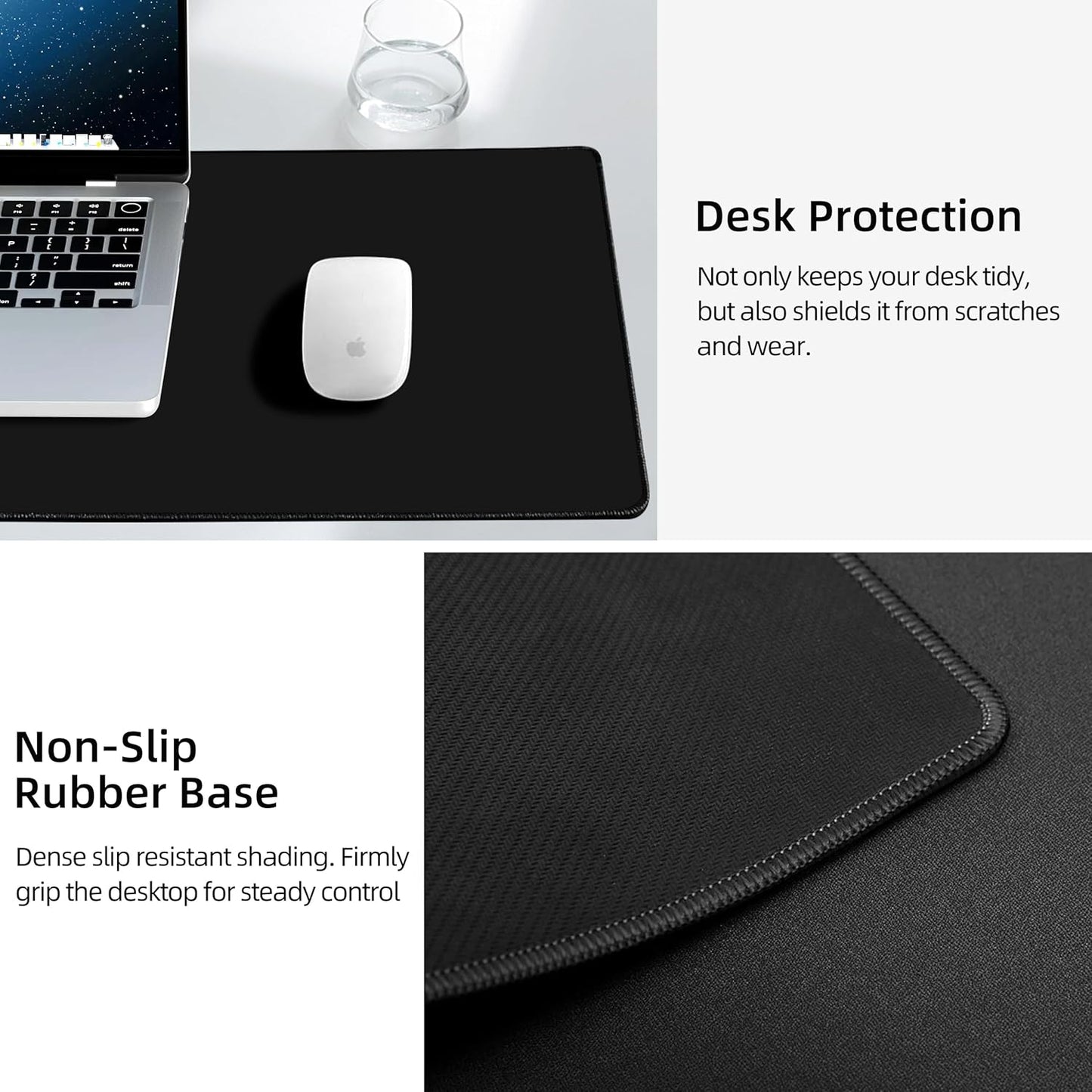 Mouse Pad with Wireless Charging, Gaming Mouse Pad with Ultra-Smooth Surface, Large XXL Desk Mat, Non-Slip Mouse Mat, Waterproof Computer Keyboard Pad for Gaming, Desk, Office, PC, 800x400x4MM, Black