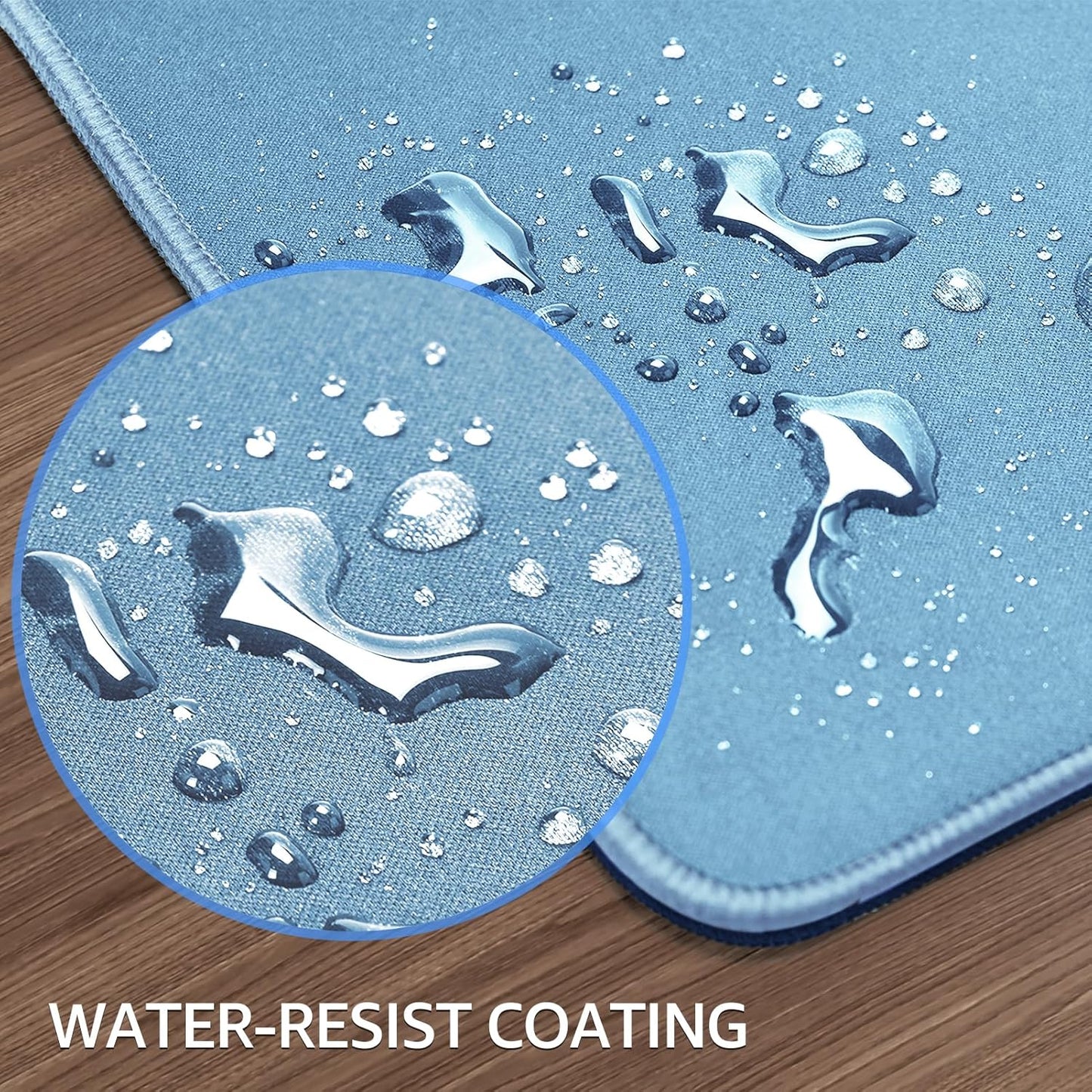 KTRIO Large Gaming Mouse Pad with Stitched Edges, Extended Mousepad with Superior Micro-Weave Cloth, Non-Slip Base, Water Resist Keyboard Pad for Gamer, Office & Home, 31.5x15.7in, Ice Blue