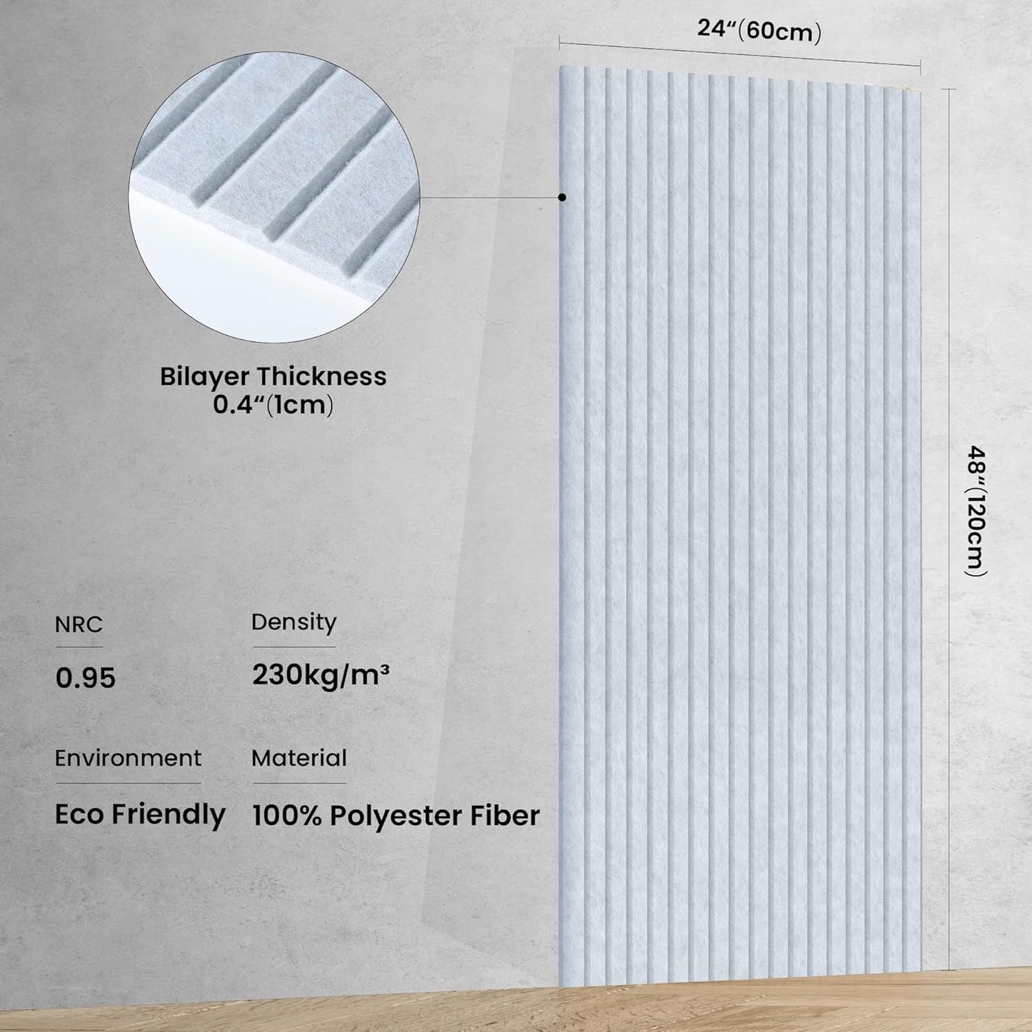 10 Pack Sound Proof Panels for Walls,48 x 24x 0.4 Inch Sound Deadening Panels,Large Acoustic Panels for Media Room, Office and Studio,Light Camel