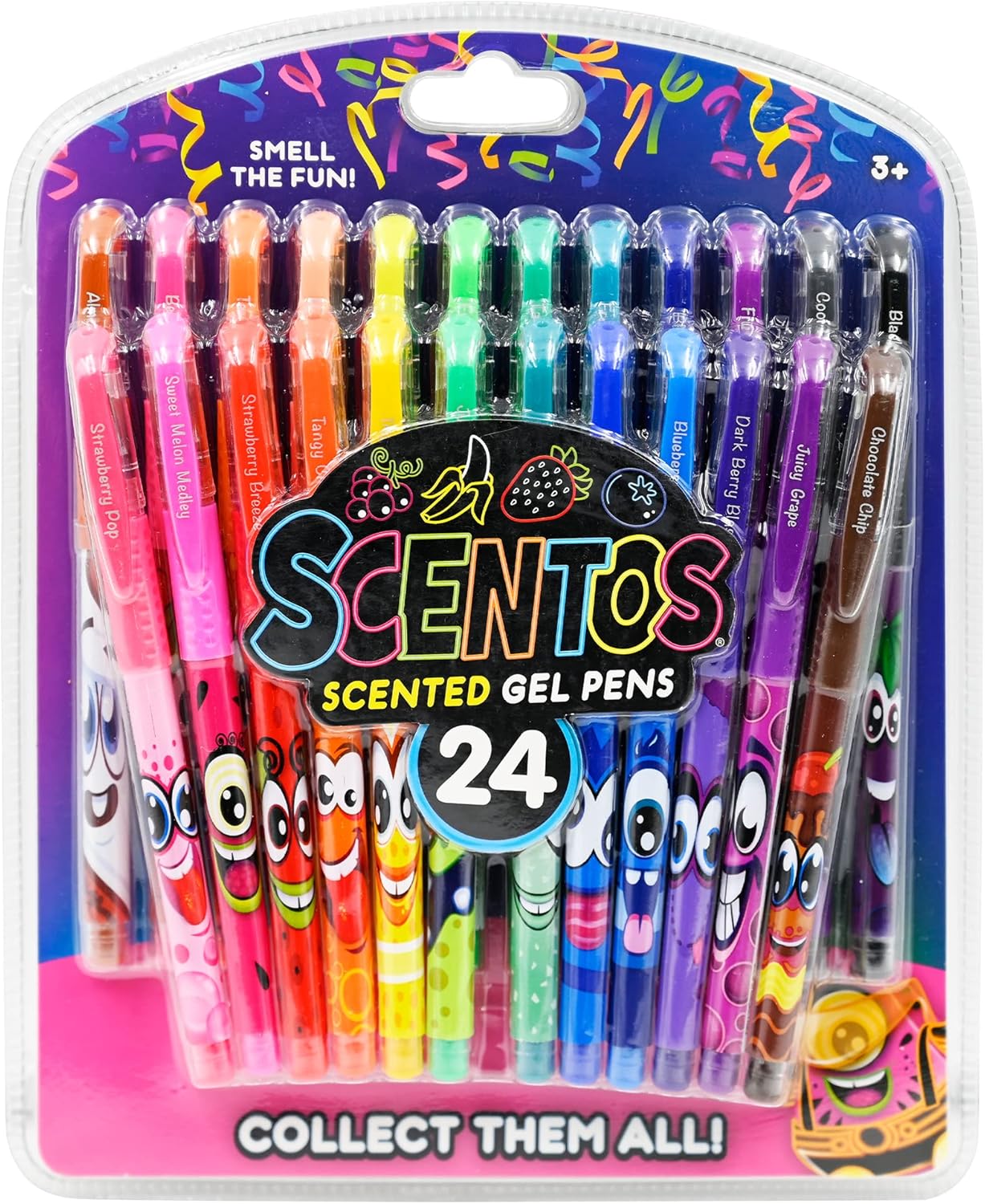 Scentos Scented Gel Pens Set – 24 Pack Neon Colors – Fine Tip Pens for Kids & Adults – Fruity Scents – Fun Art Supplies for Drawing, Coloring, Scrapbooking, Journaling & School