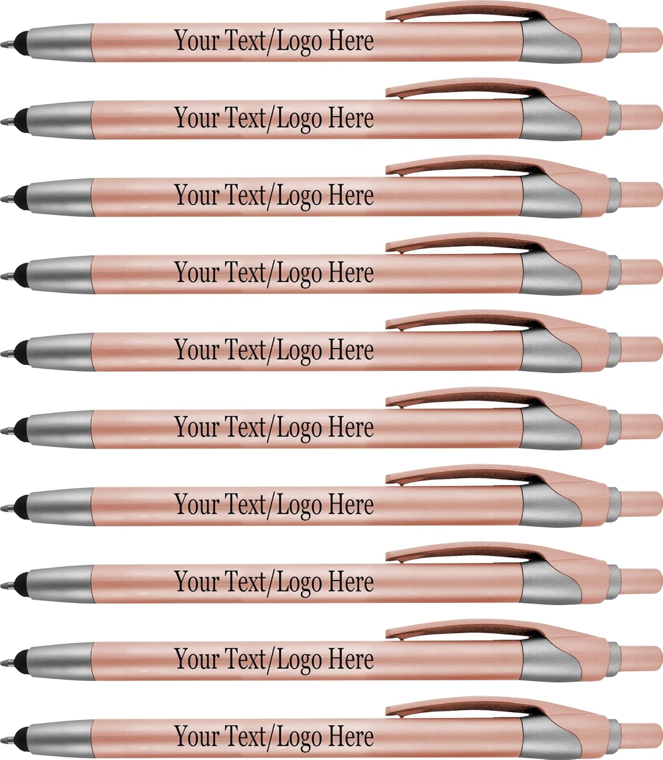 Personalized With your Custom Logo or Text Pens-Pack of 450- for Marketing, Parties, and Events, 2 in 1 Capacitive Stylus & Ballpoint Pen Compatible With Touchscreen Devices, Black Ink, Rose Pens