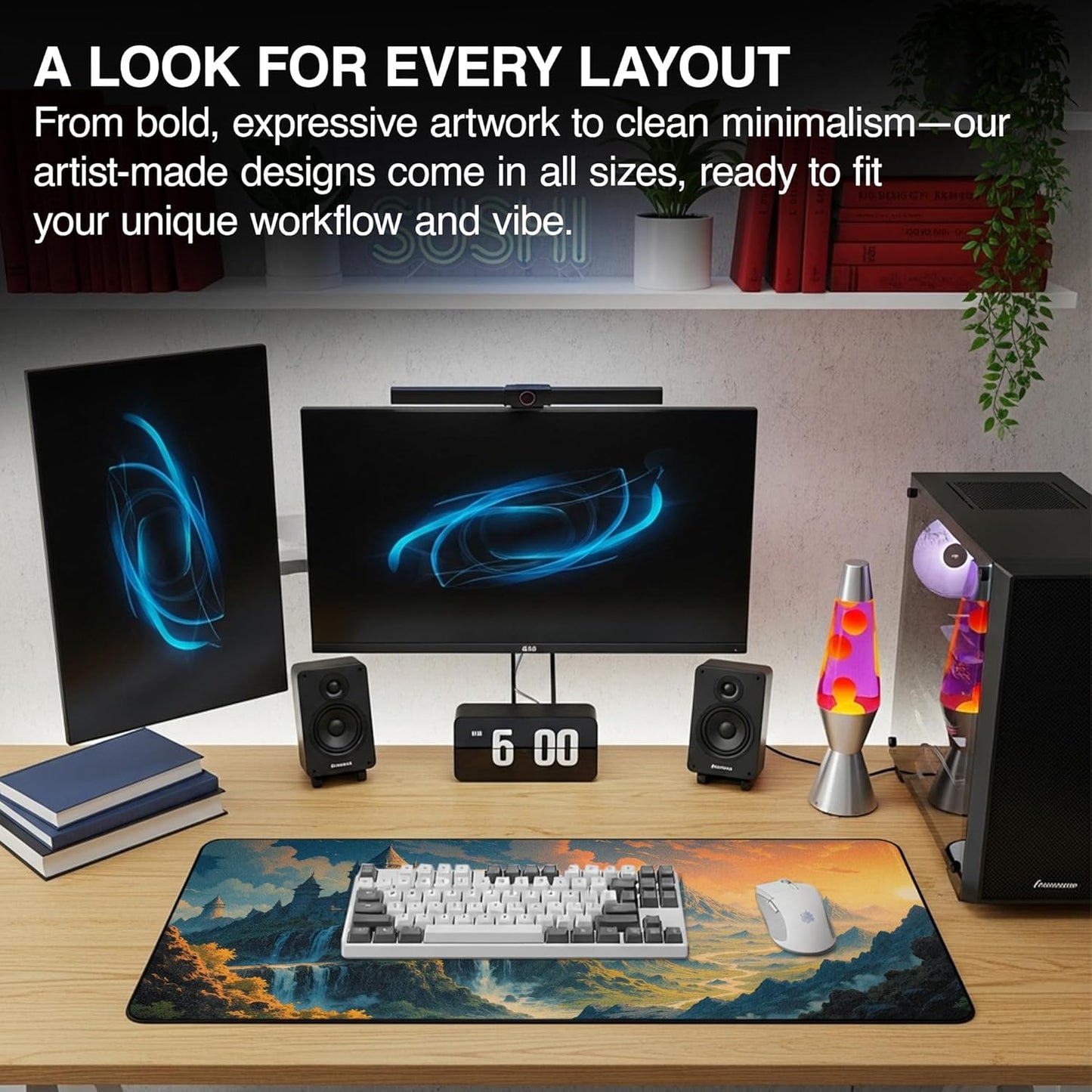 MPCO. Dark Fantasy Large Gaming Desk Pad - 36" x 17" Duraglyde Fabric Spring Castle Desk Mats - Non-slip, Washable, Smooth Glide for Precision Gaming & Work