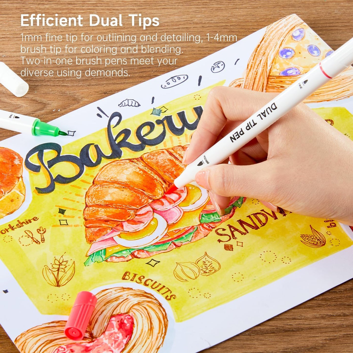 Shuttle Art Dual Tip Brush Pens, 70 Colors, Fine and Brush Dual Tip Markers Set, Portable Storage Case, Ideal for Calligraphy, Coloring, Doodling, Writing