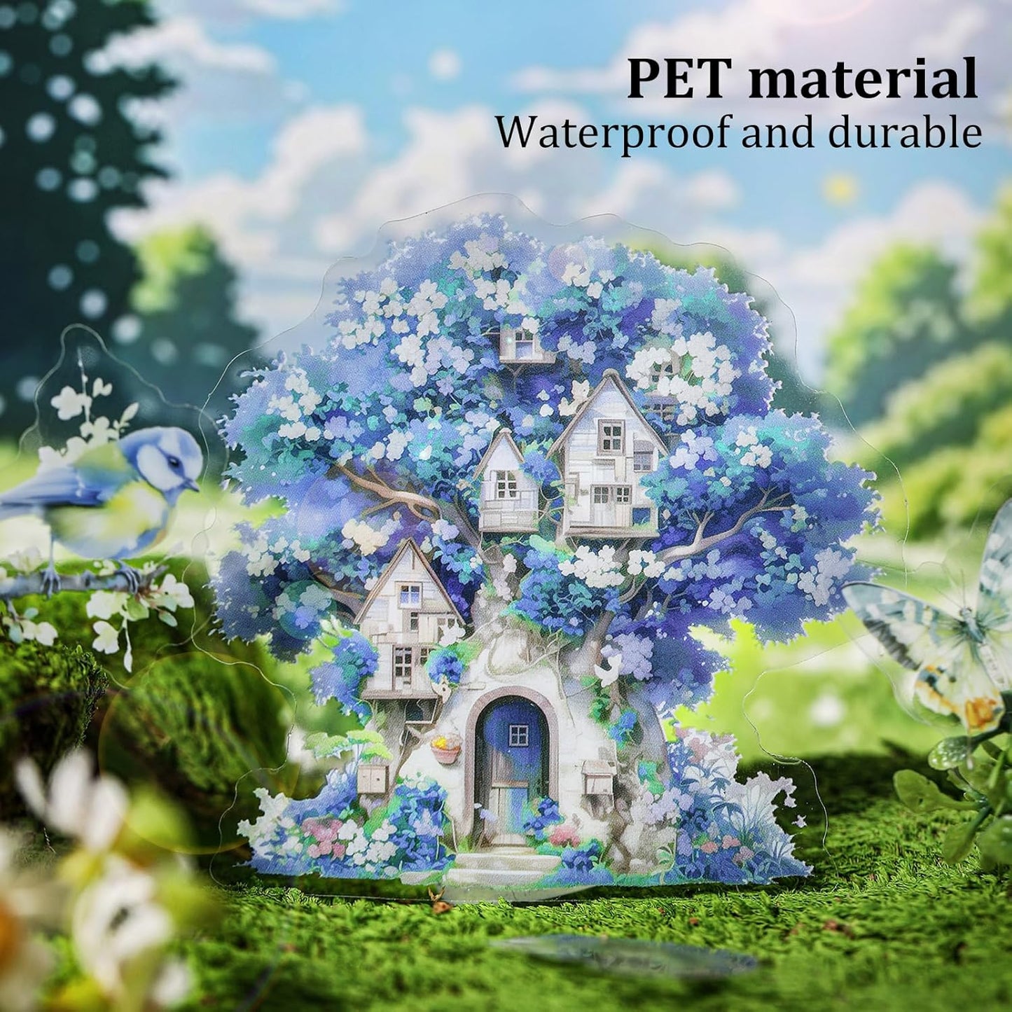 Green Garden PET Sticker Set, 100PCS Nature Aesthetic Stickers for Journaling, Scrapbooking, DIY Crafts and Art Supplies