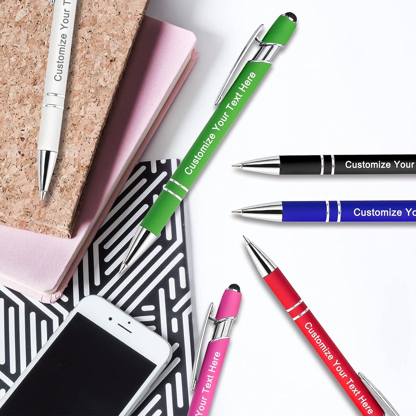 Max 500 Pcs Personalized Pens Bulk, Custom Pens with Free Engraving, Customized Stylus Tip Ballpoint Pen with Your Name Massage Text for School Office Business Graduation Anniversaries-150 Packs