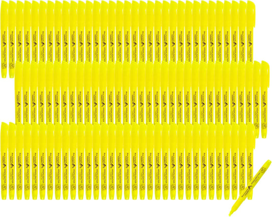 Blue Summit Supplies 100 Pack Chisel Tip Yellow Highlighters Bulk Classroom, Pocket Thin Highlighters Yellow Bulk for Adults and Kids Highlighting in Home, School, or Office, Quick Dry