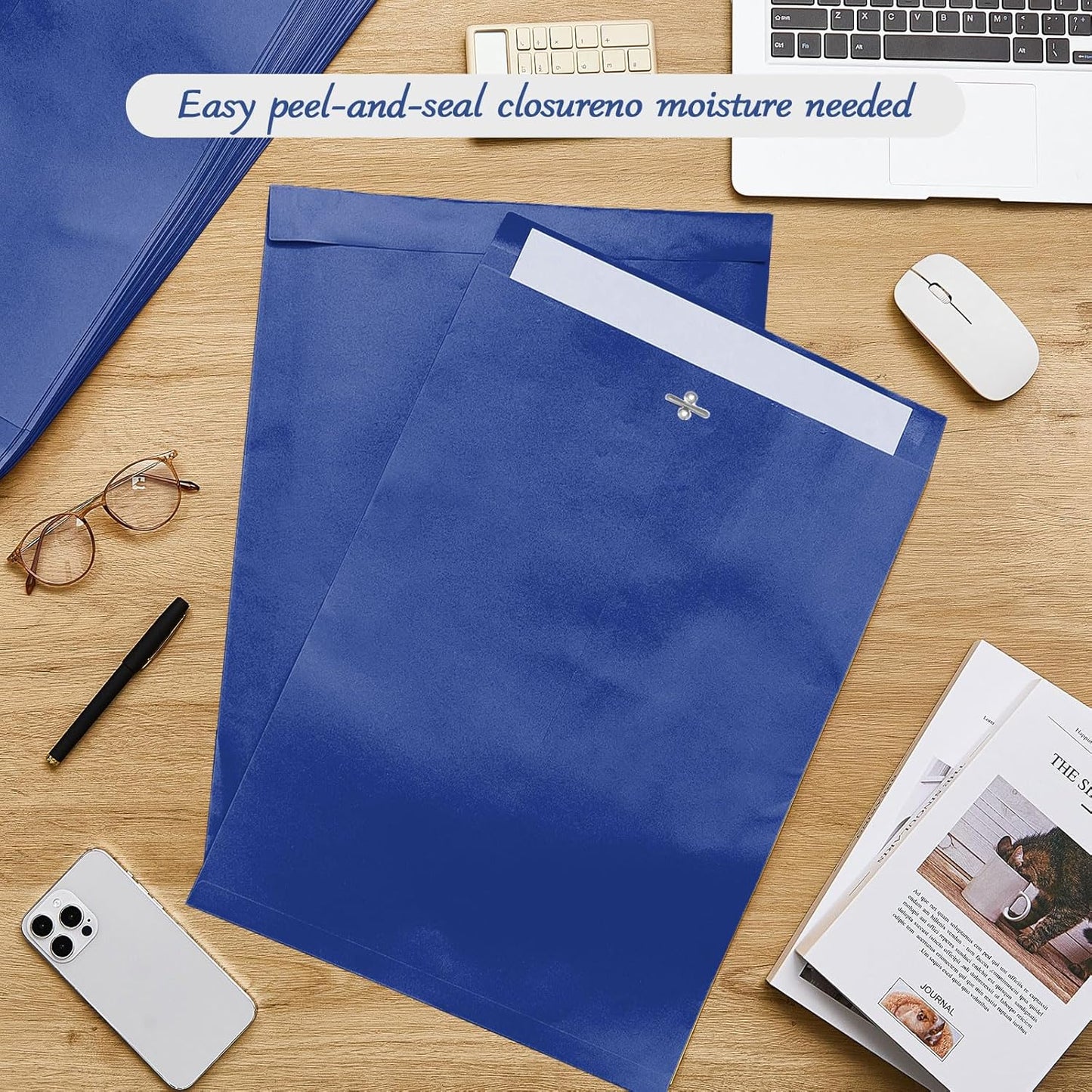 Geyee 50 Pcs 12 x 16 Inch Navy Blue Manilla Clasp Envelopes Letter Size Mailing Envelopes with Clasp Closure for Filing Storing Documents Office Home Business School