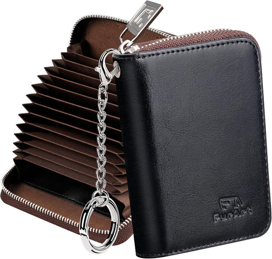 FurArt Zipper Wallet Women, RFID Blocking Credit Card Wallet, Business Card Holder, Compact Size KeyChain Wallet