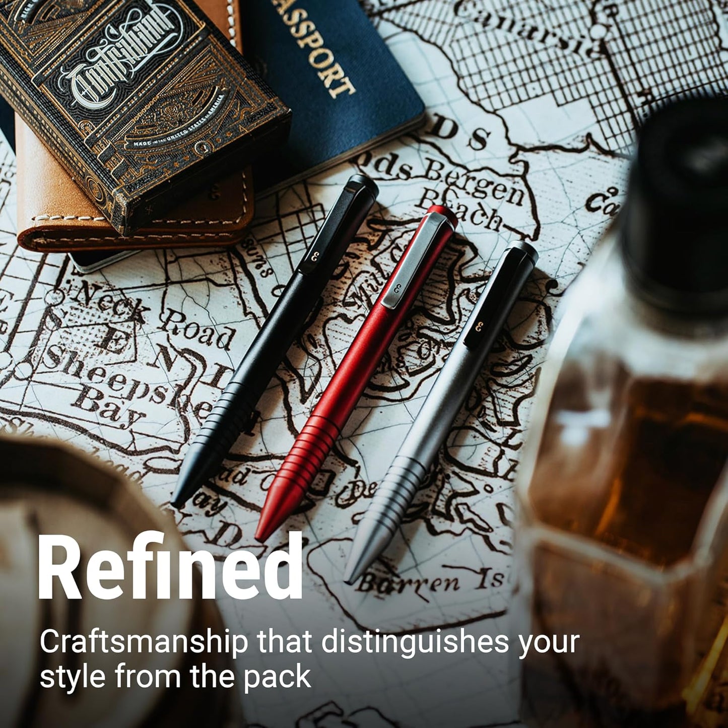 Everyman Grafton Mini Twist Refillable 0.7mm Ball Point Pen Black | Sleek Anodized Aluminum Pocket Pen with Grooved Grip | Smooth Writing EDC Ink Pen for Office, Travel, Work & Gifting