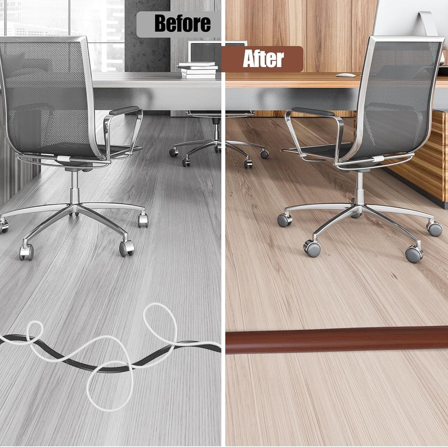 Floor Cord Cover Self Adhesive Cord Hider,10FT Cable Management, Extension Strip Protector for Wires, Prevent Cable Trips for Offices, Gyms, Exhibitions Cavity:0.47"(W) x0.35(H) Wood Red Teak