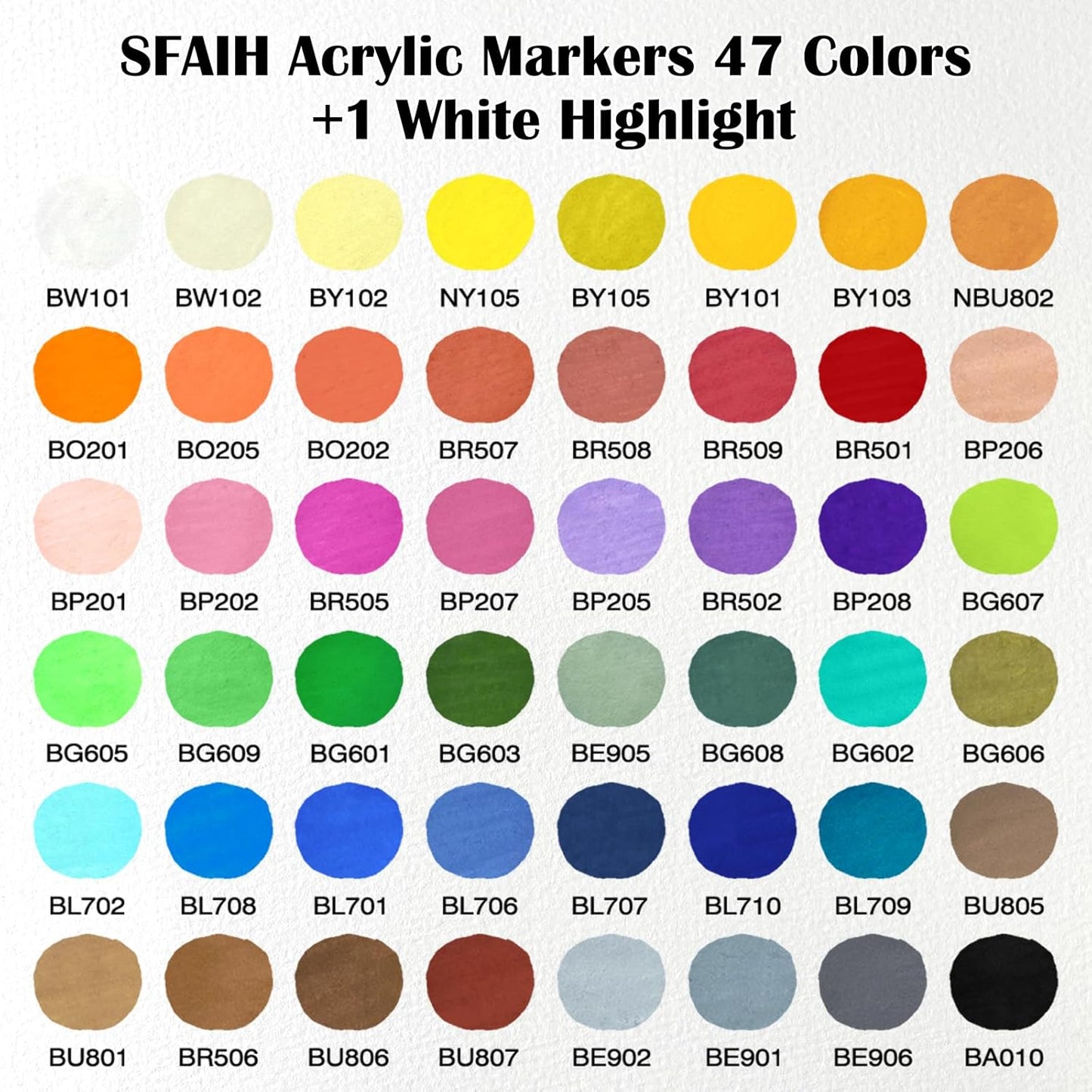 SFAIH Halloween Gifts Acrylic Paint Markers, 36 Colors Dual Tips Acrylic Brush Markers With Chisel Tip, Automatic Ink Control, Ultra-High Coverage, No Bleed Ink, Art Supplies for Rock, Canvas, Fabric